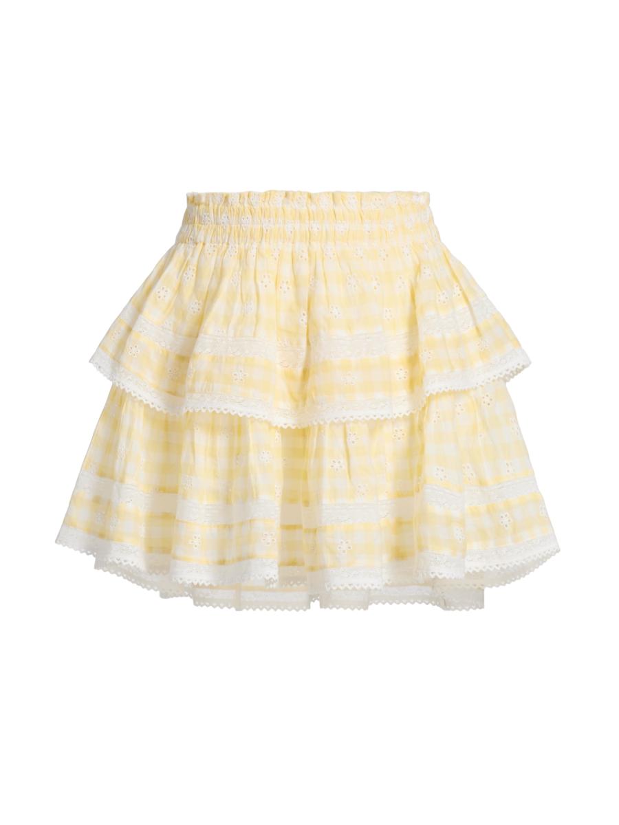 Loveshackfancy Women's Cotton Tiered Ruffled Miniskirt In Yellow