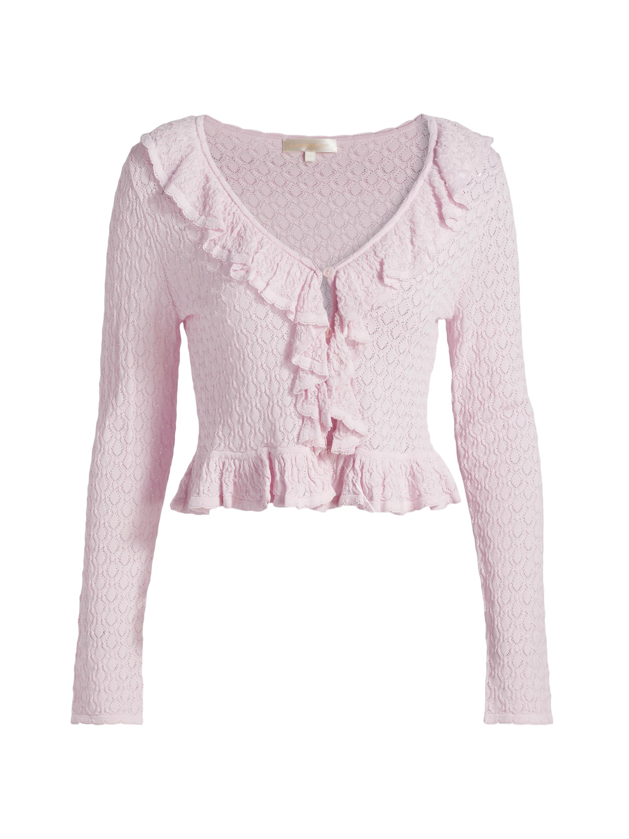 LoveShackFancy Women's Nilah Ruffled Cardigan - Lotus Petal