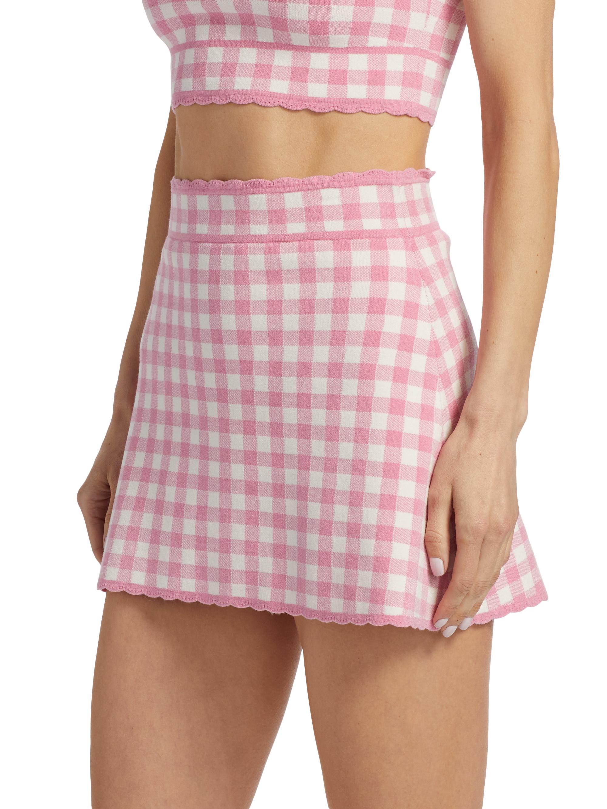 Muna Knit Gingham A-Line Miniskirt