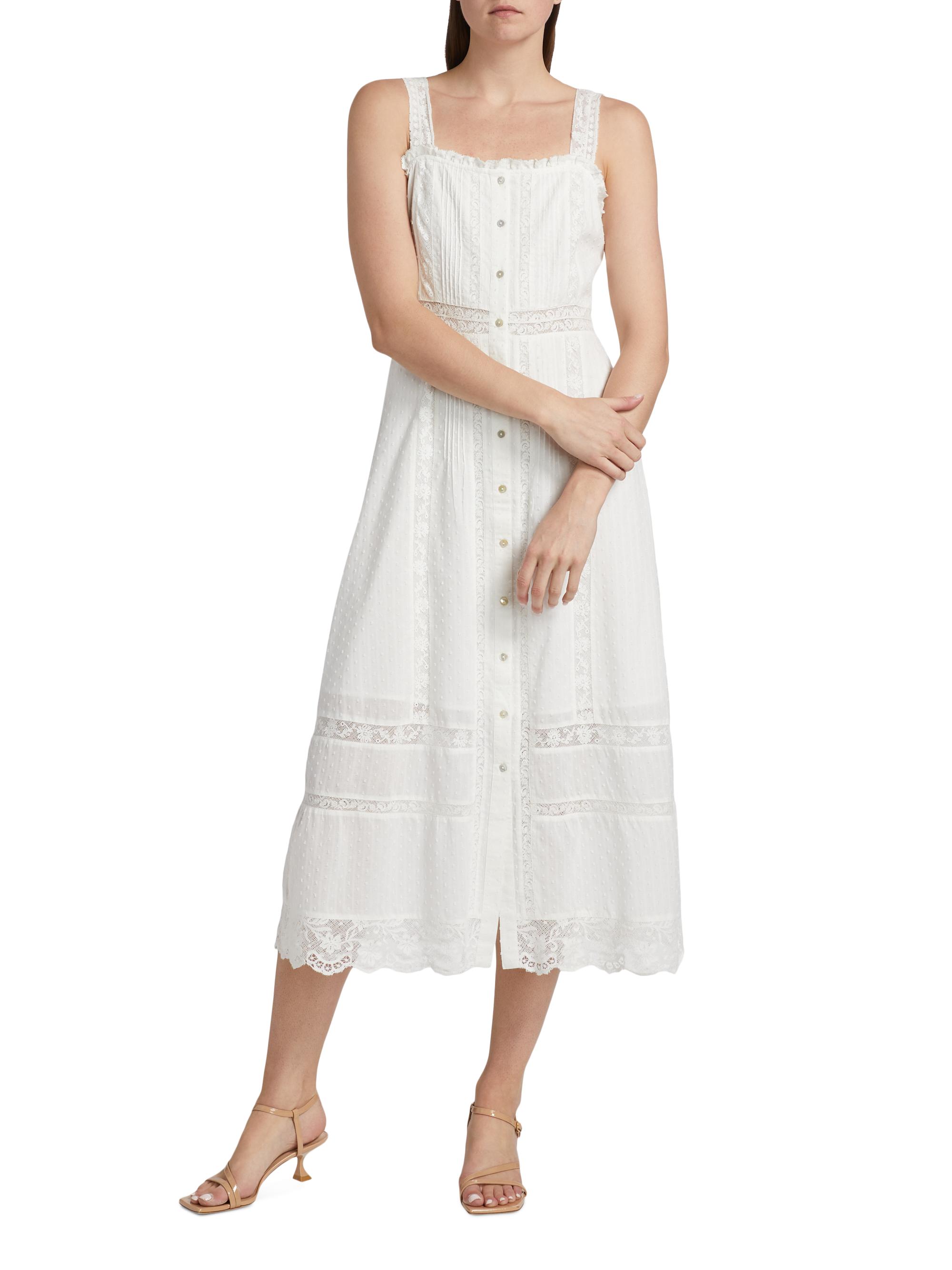 LoveShackFancy Judalon Swiss Dot Cotton Midi-Dress | Saks Fifth Avenue