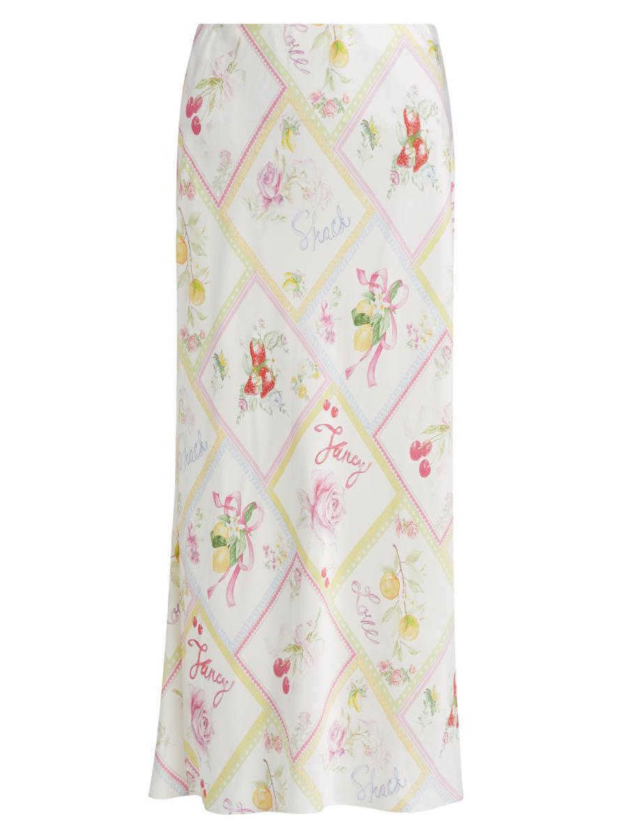 Loveshackfancy Women's Castle Printed Silk-blend Midi-skirt In Pink
