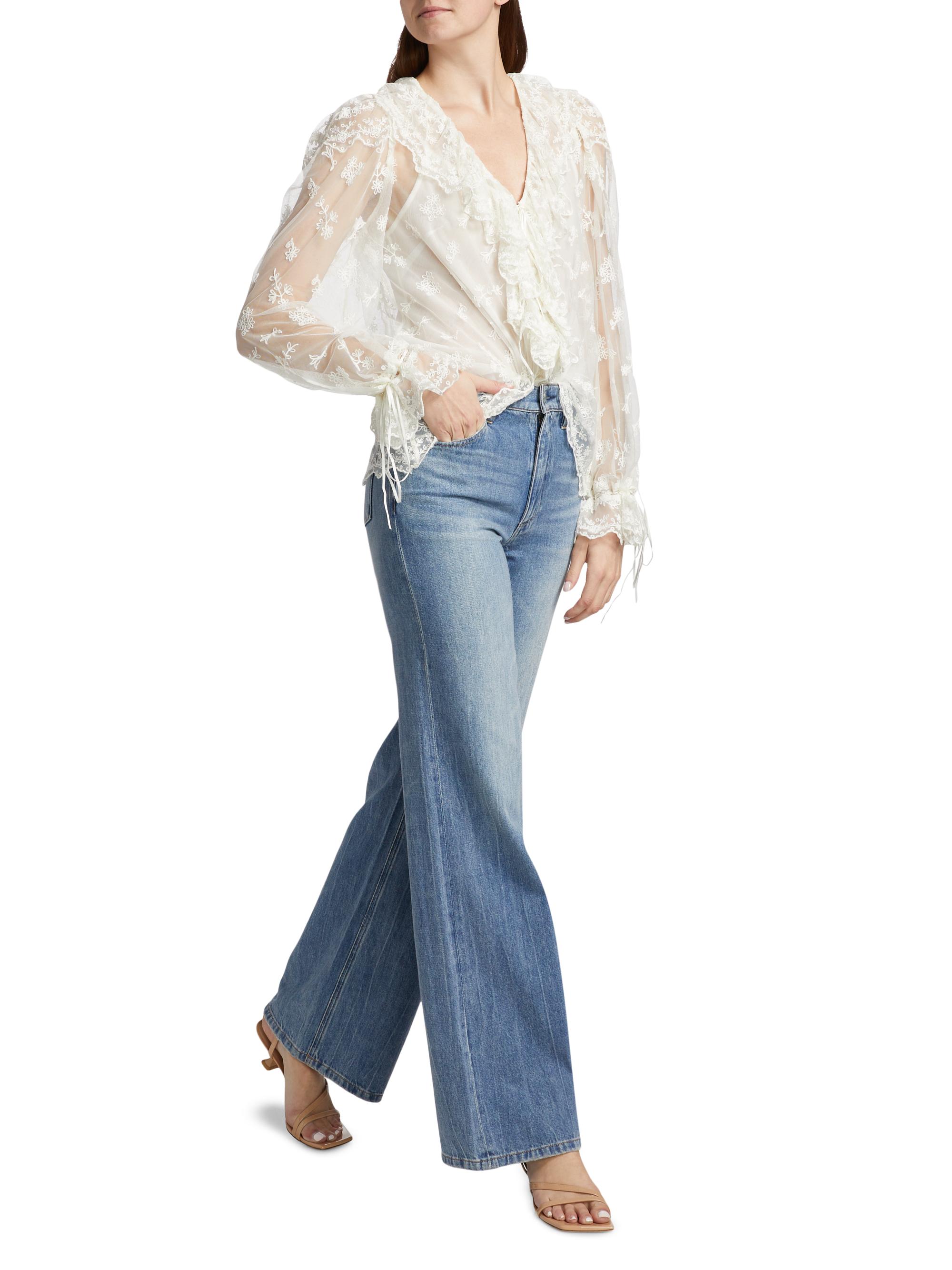 LoveShackFancy Aubrenna Floral Semi-Sheer Top | Saks Fifth Avenue