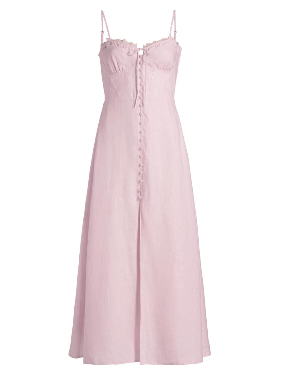 LoveShackFancy Linella Linen Sweetheart Fit & Flare Maxi Dress | Saks Fifth  Avenue