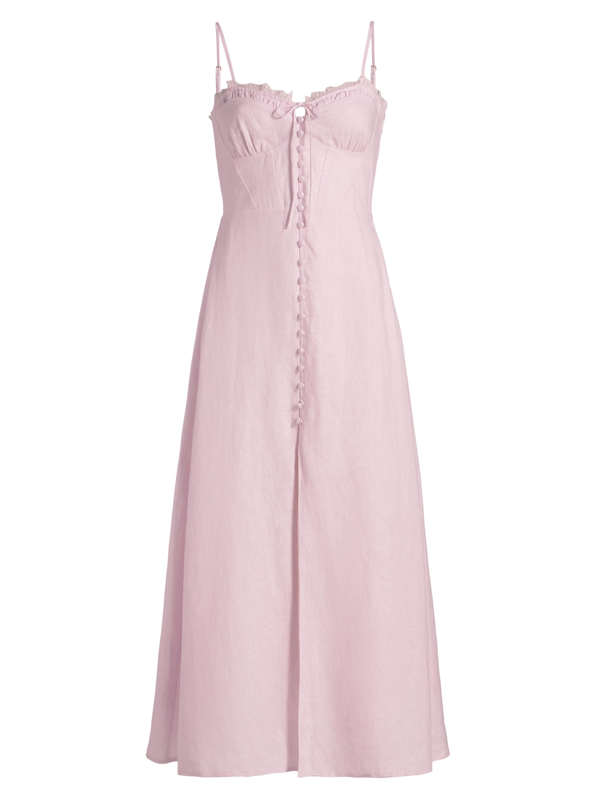 LoveShackFancy Women's Linella Linen Sweetheart Fit & Flare Maxi Dress - Ballerina Pink