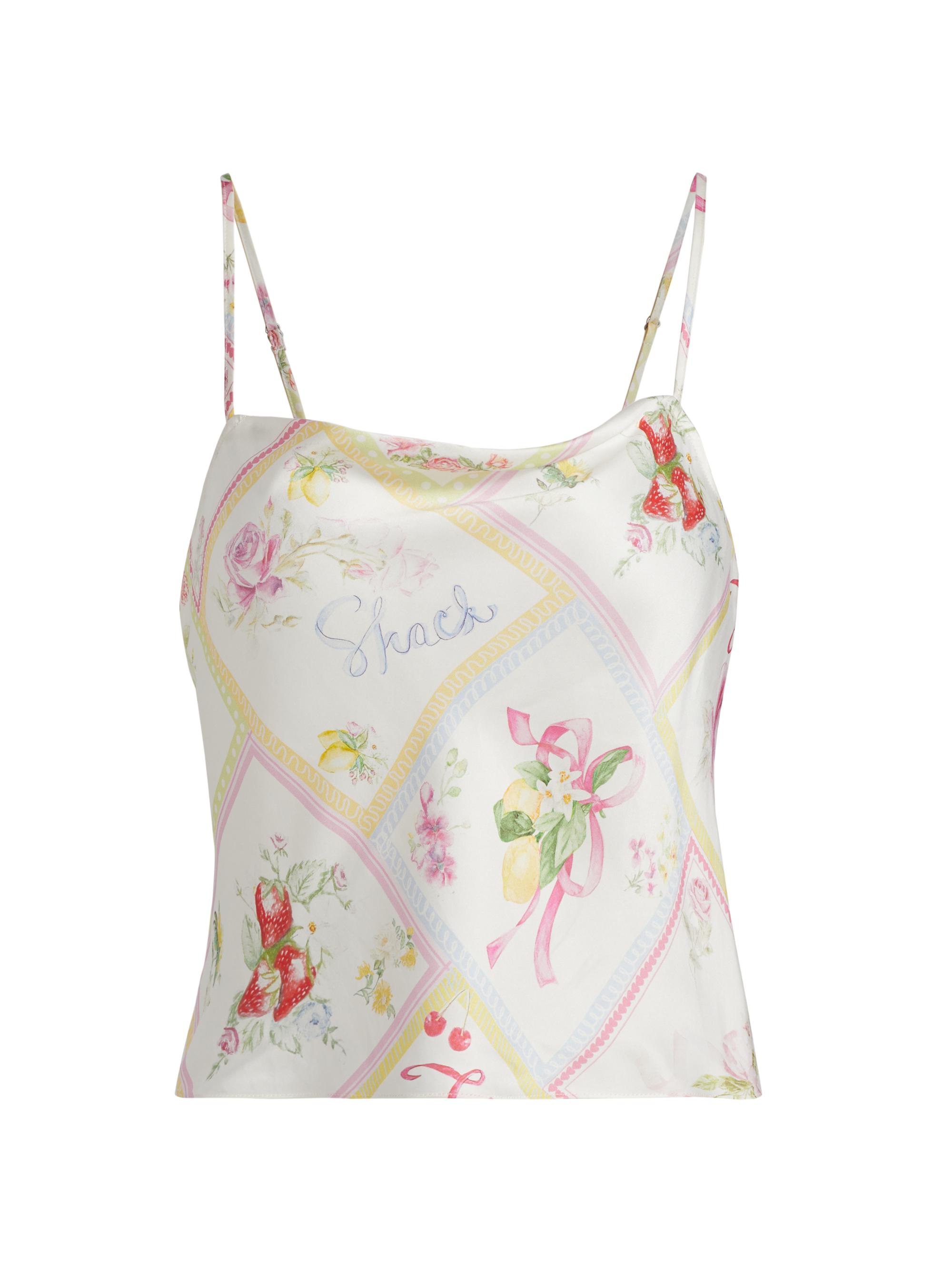 LoveShackFancy Women's Cabi Printed Silk-Blend Crop Top - Tutti Fruitti