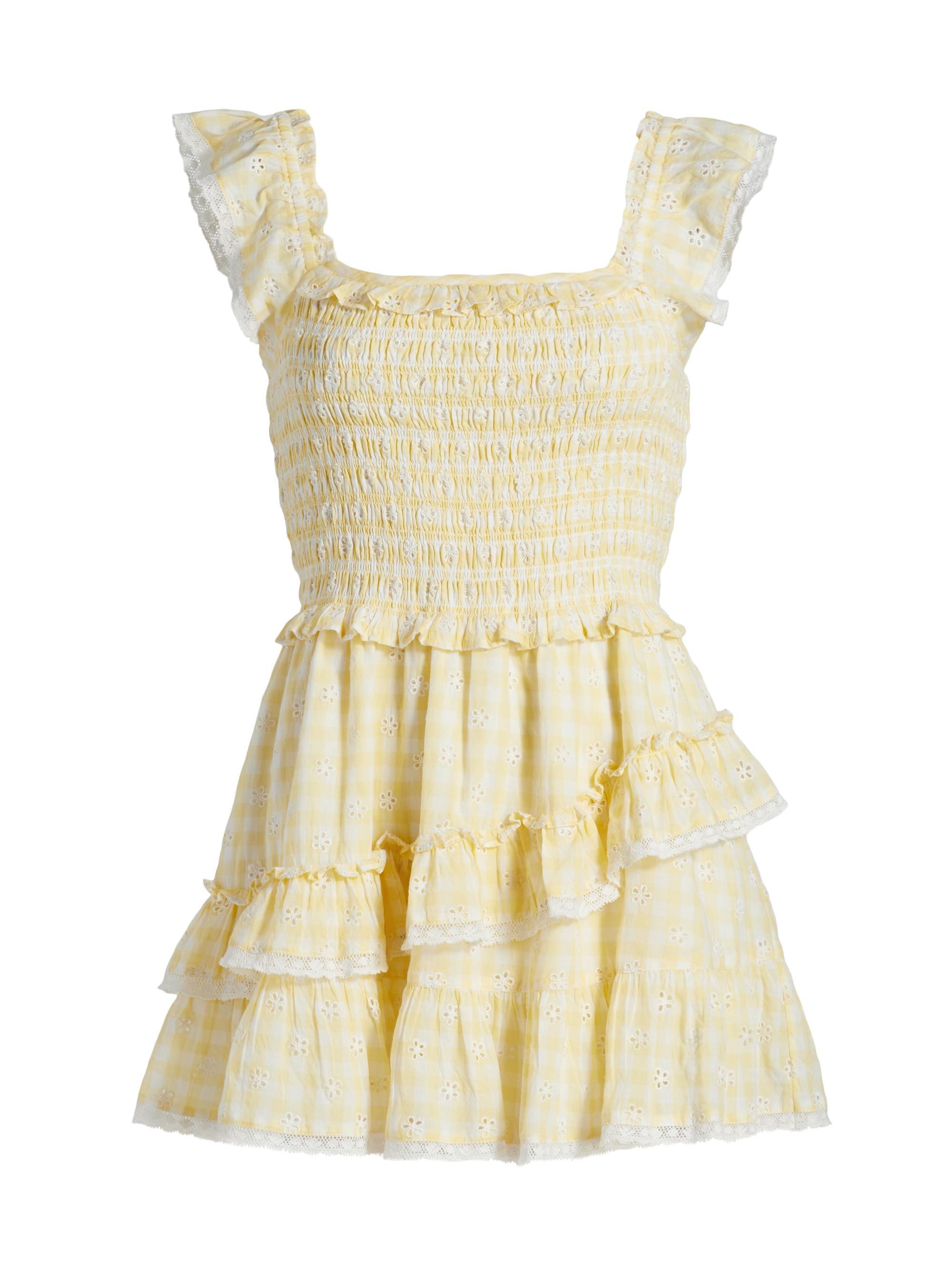 Aline Gingham Cotton Ruffle Minidress