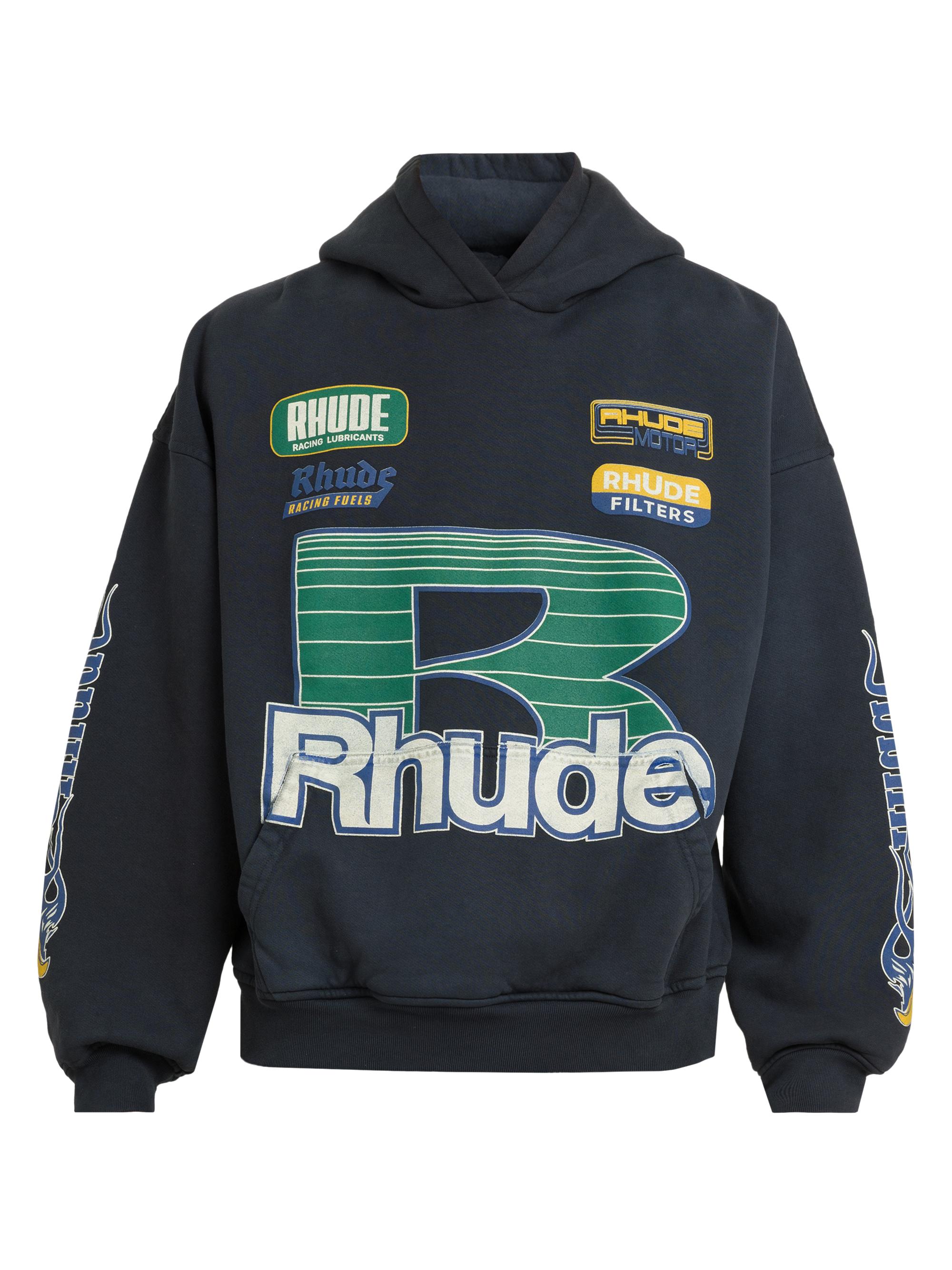 Rhude Men's Roadway Racing Cotton Hoodie - Vintage Black