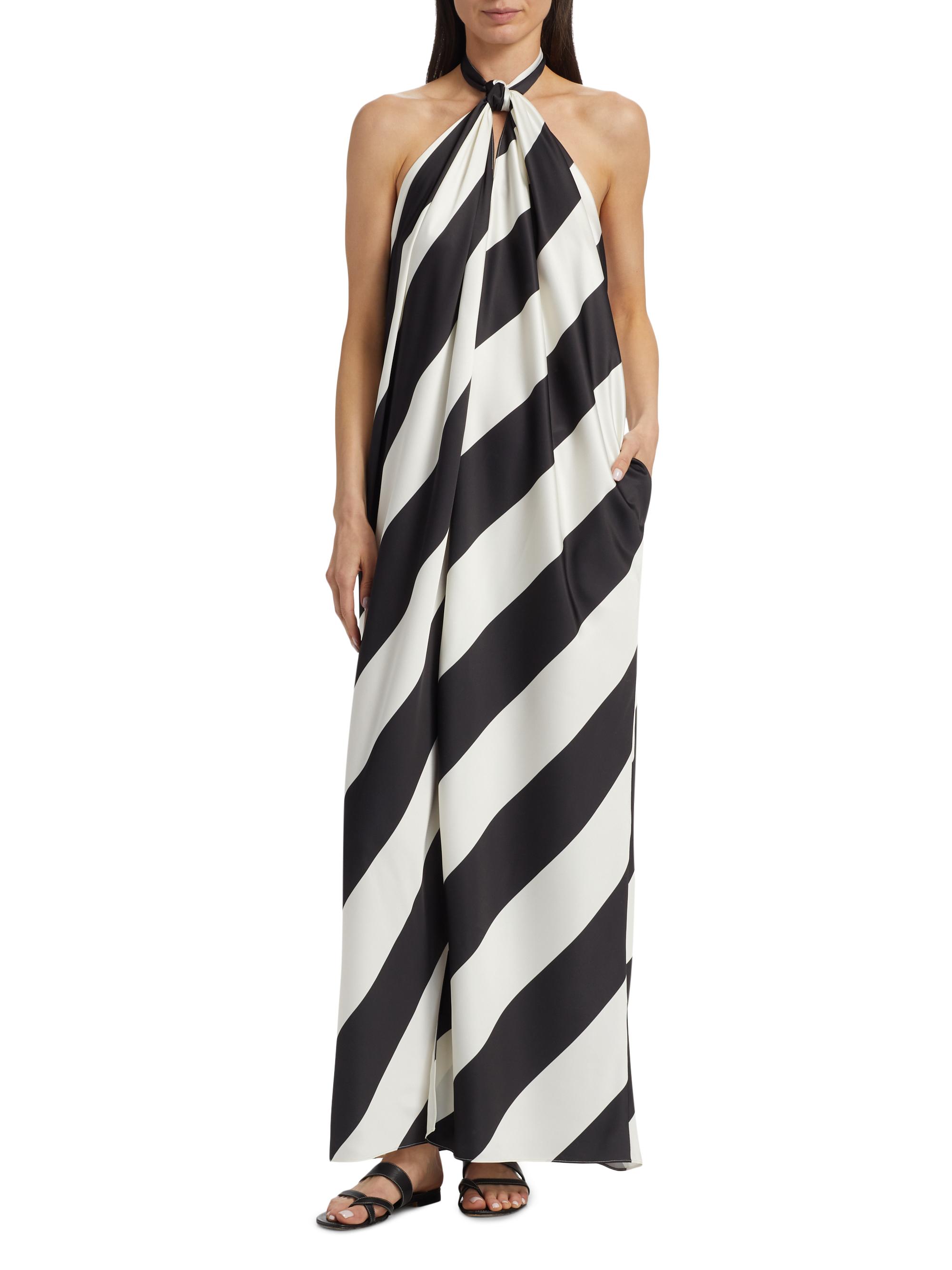 Ronny Kobo Chantell Diagonal Striped Halterneck Maxi Dress | Saks Fifth  Avenue