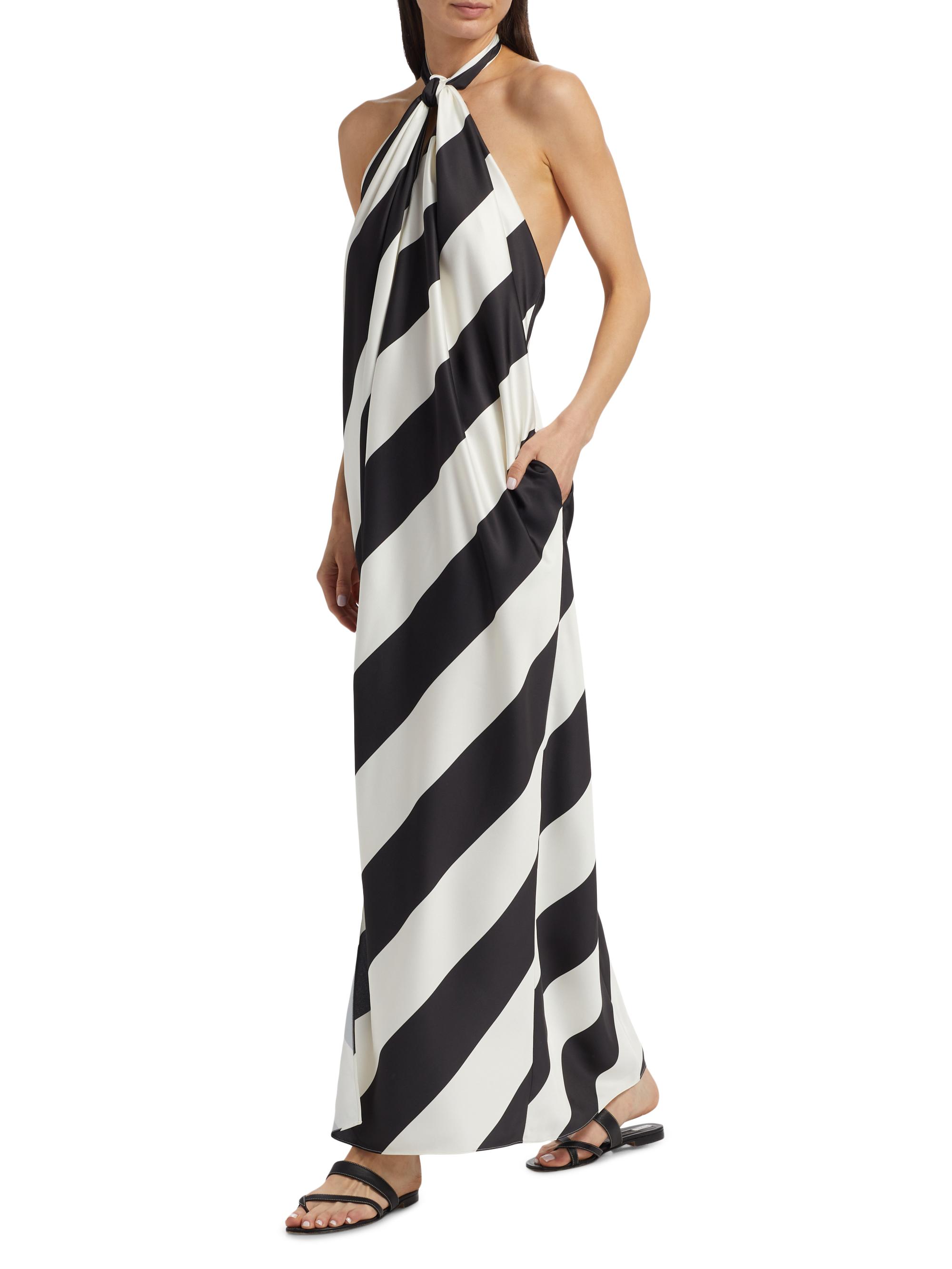 Ronny Kobo Chantell Diagonal Striped Halterneck Maxi Dress | Saks Fifth  Avenue