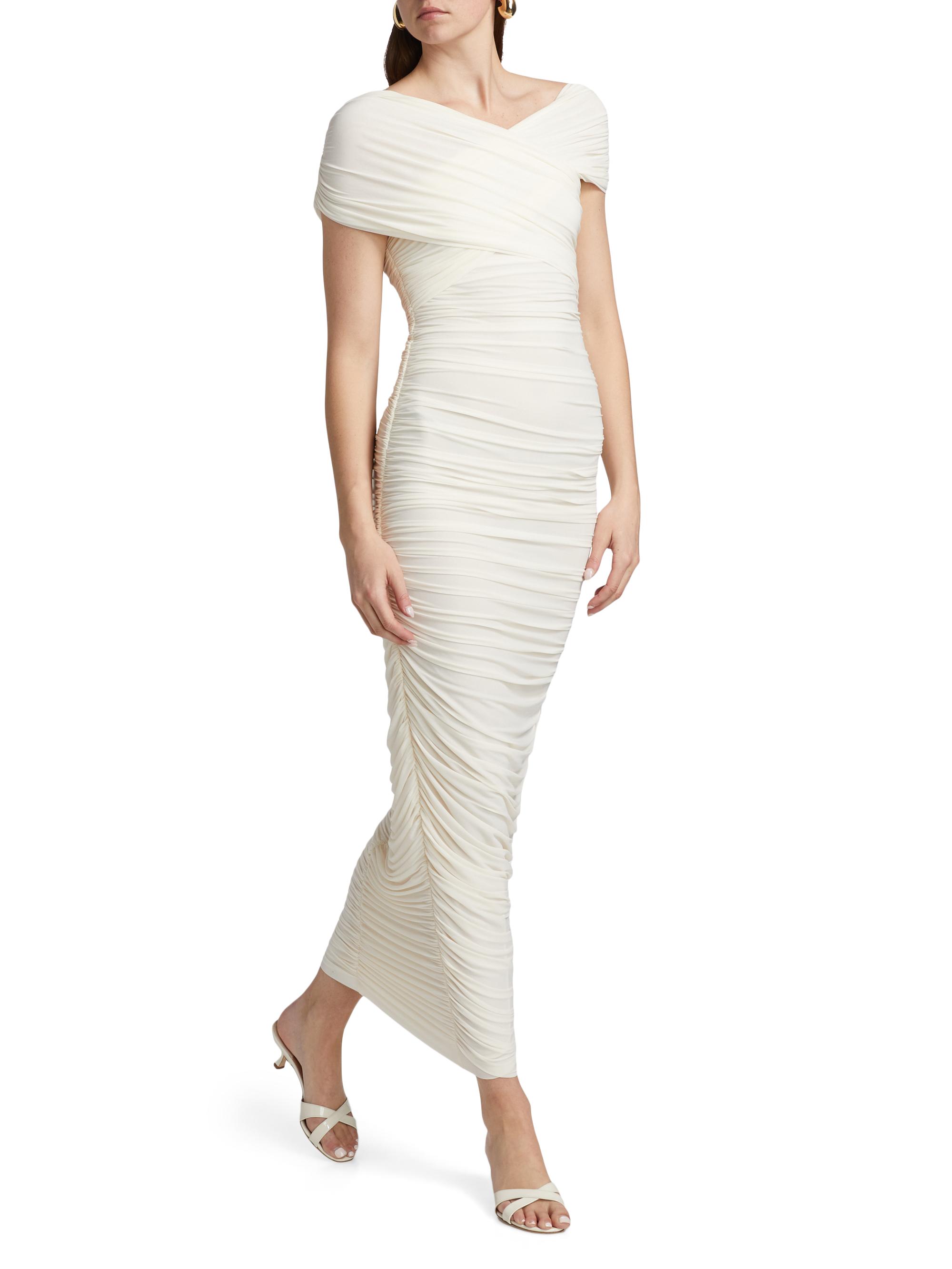 ronny kobo white dress Crochet Knit Fit Size US S Ronny Kobo Stella One-Shoulder Mini