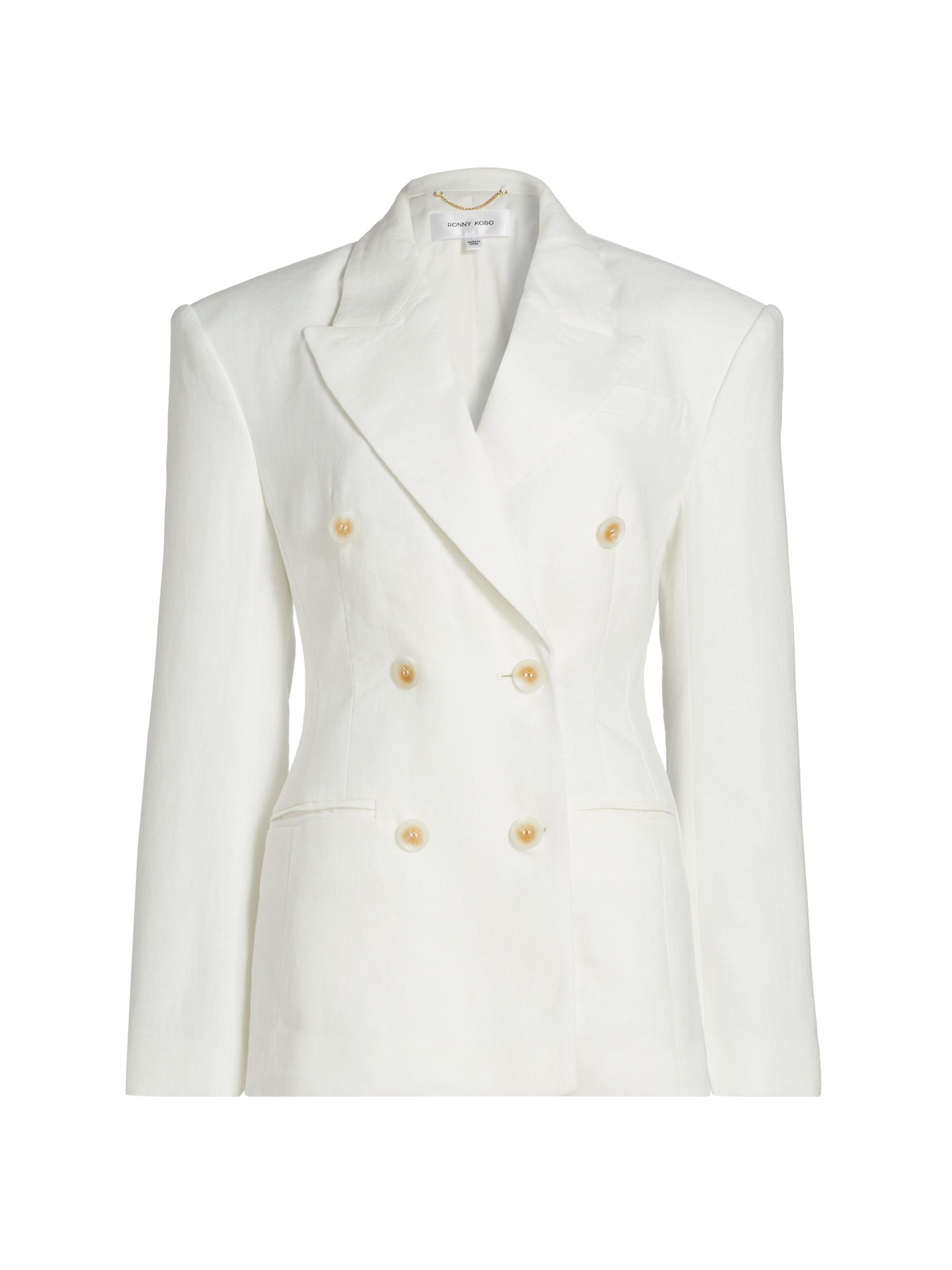 Ronny Kobo Women's Cosette Double Breasted Linen Blazer - White