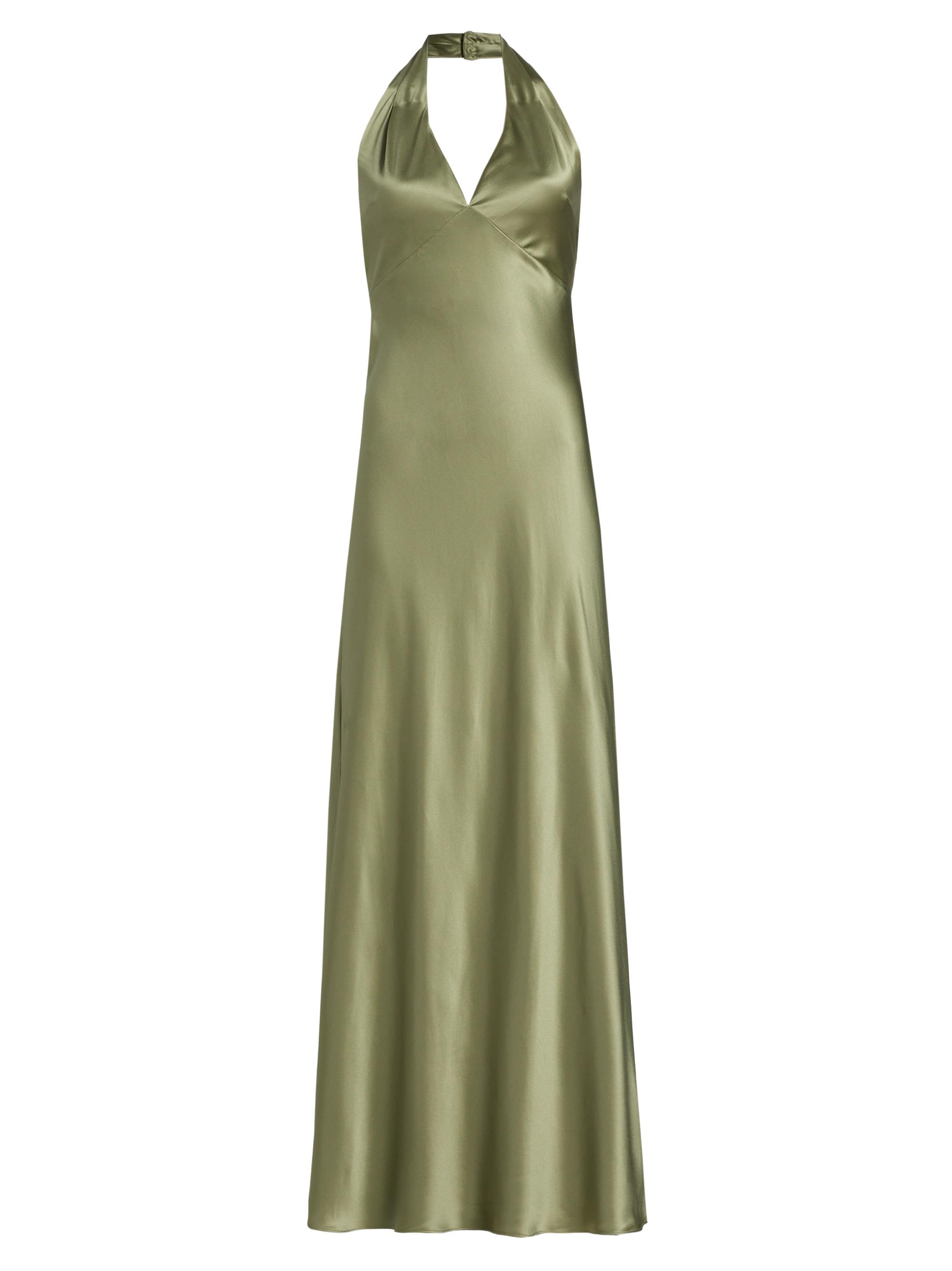 Reformation Women's Daniela Silk Halter Maxi Dress - Artichoke