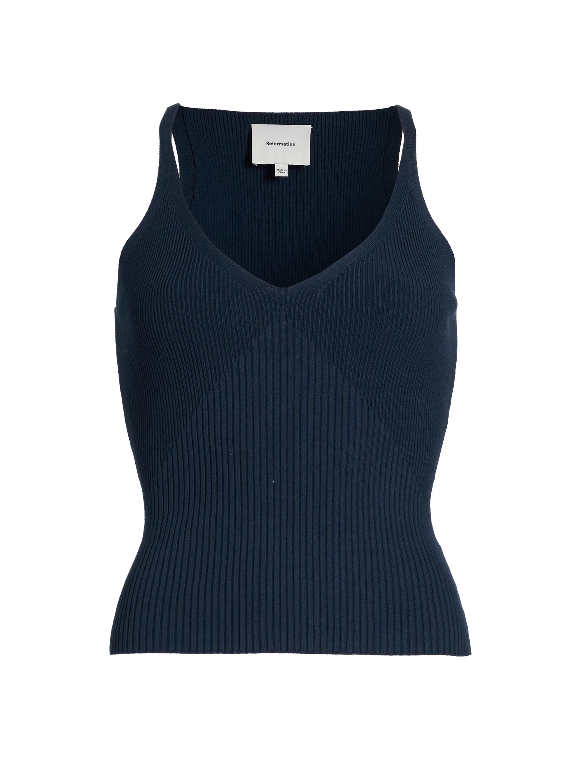 Reformation Women's Peony Rib-Knit Sweater Tank - Navy