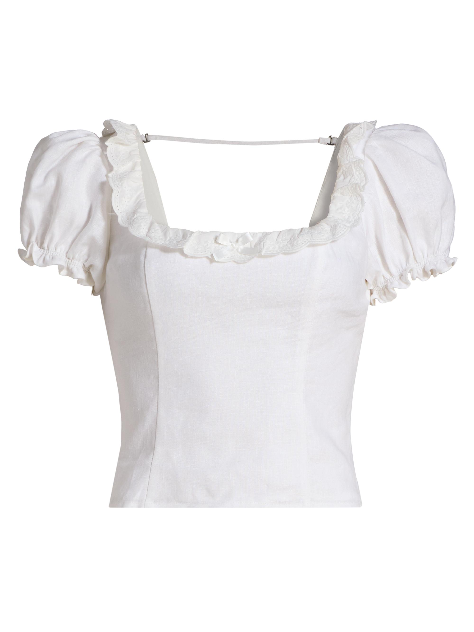 Reformation Alice Embroidered-Linen Top | Saks Fifth Avenue