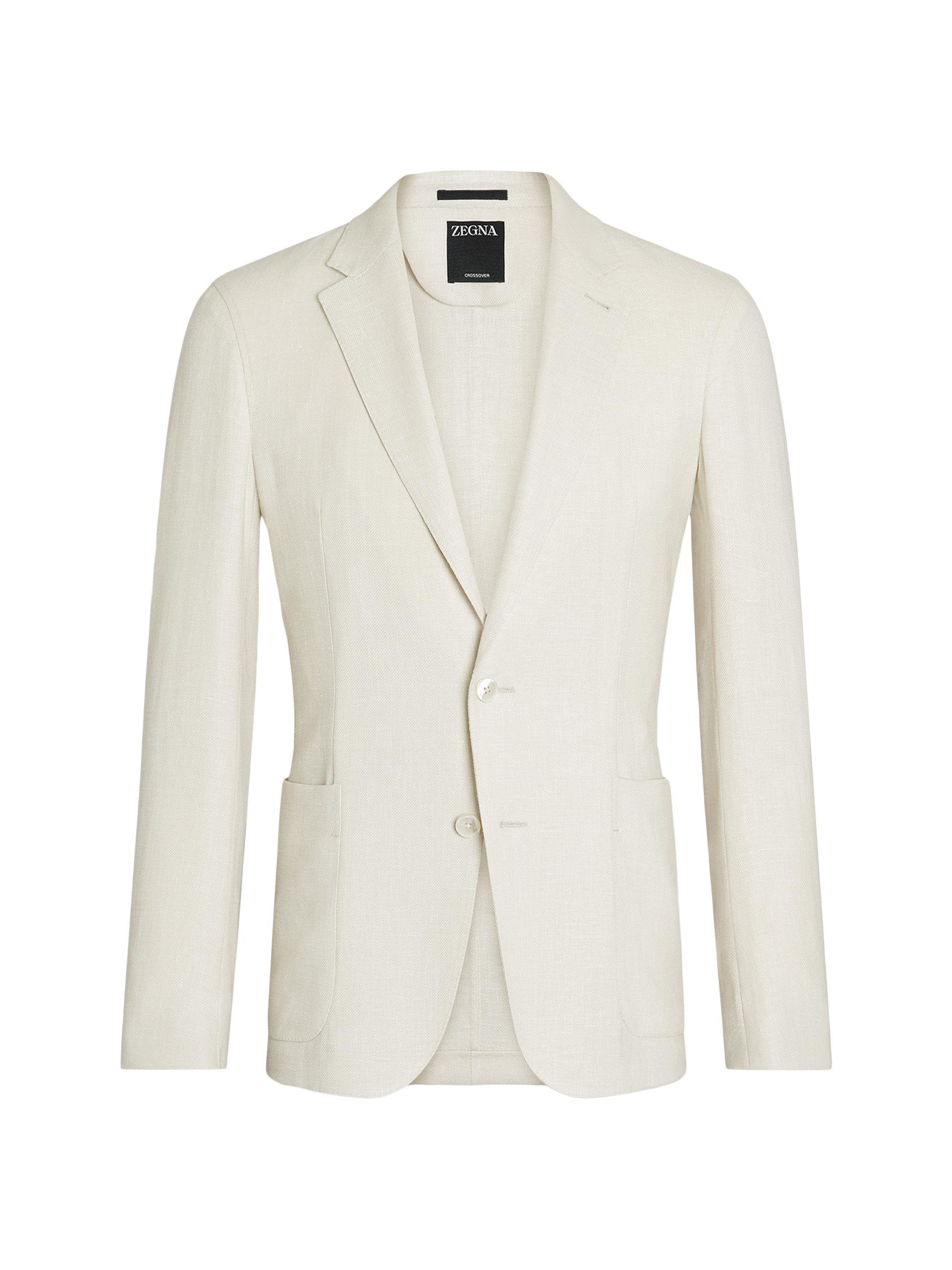 ZEGNA Men's Crossover Linen Blend Slim Fit Jacket - Light Beige