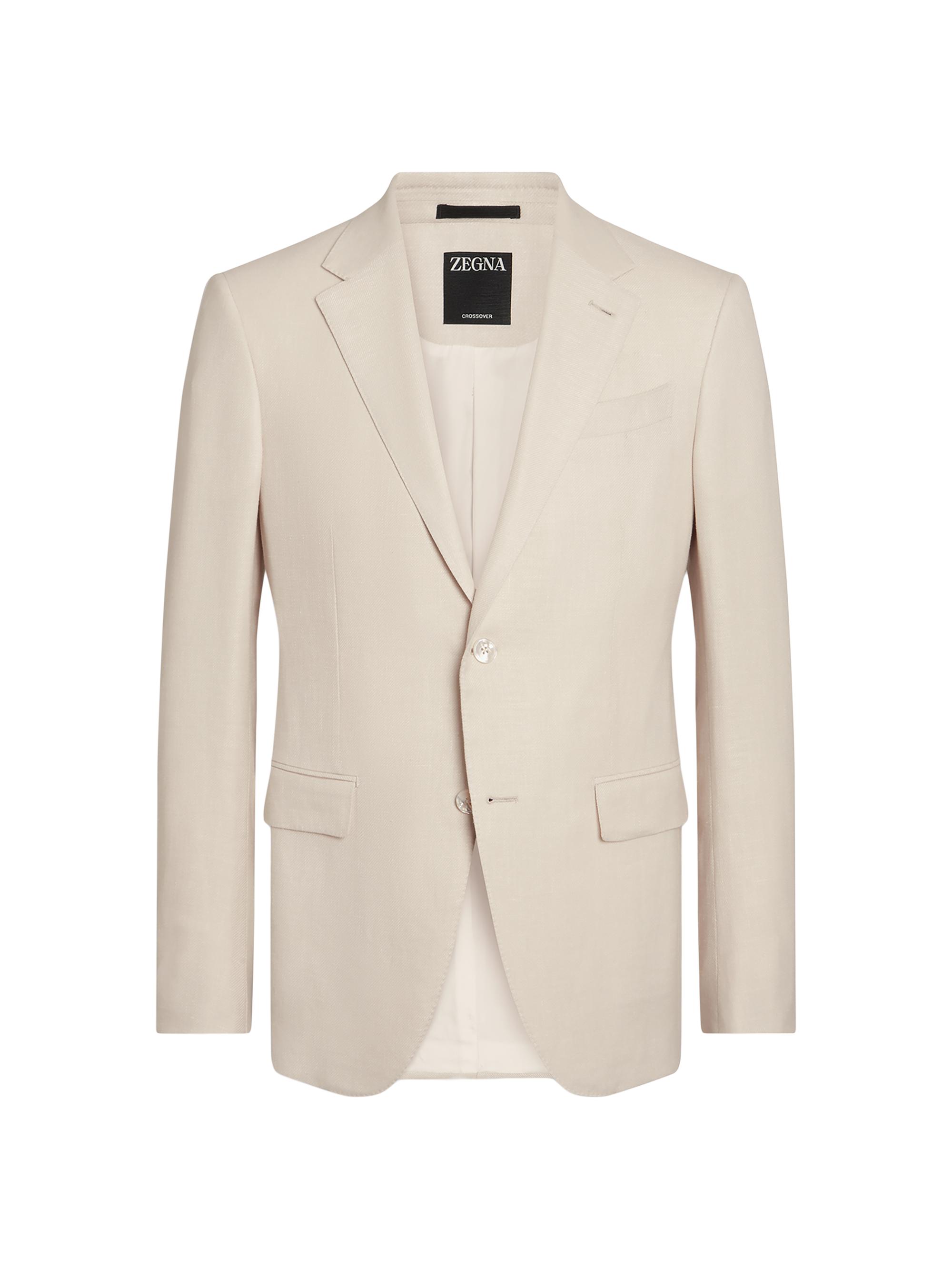 ZEGNA Men's Crossover Linen Blend Jacket - Light Beige