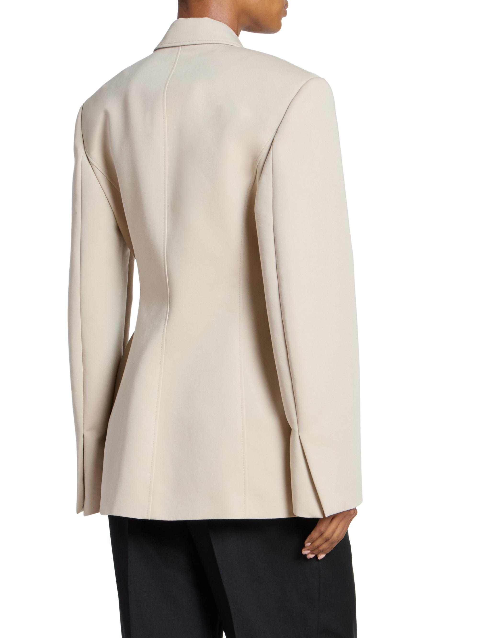 WARDROBE.NYC Women's Drill Contour Cotton Single-Breasted Blazer - Stone | Thumbnail 5