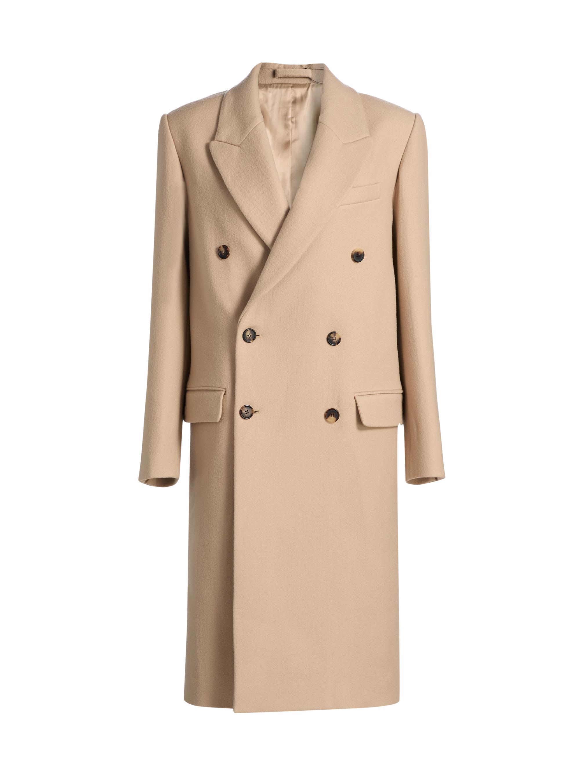 WARDROBE.NYC Women's Classic Double-Breasted Wool Coat - Khaki