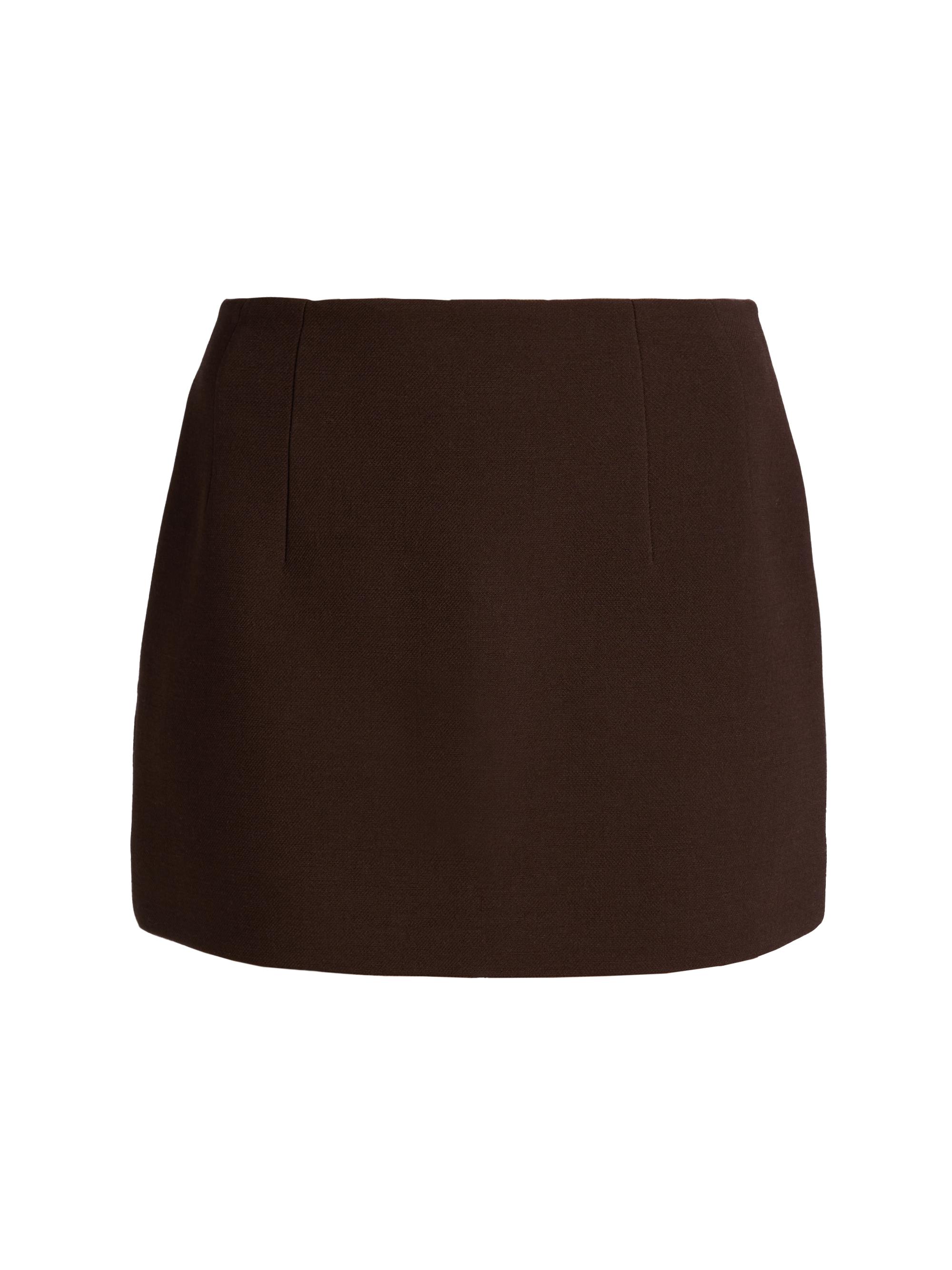 WARDROBE.NYC Women's Contour Virgin Wool Miniskirt - Dark Brown