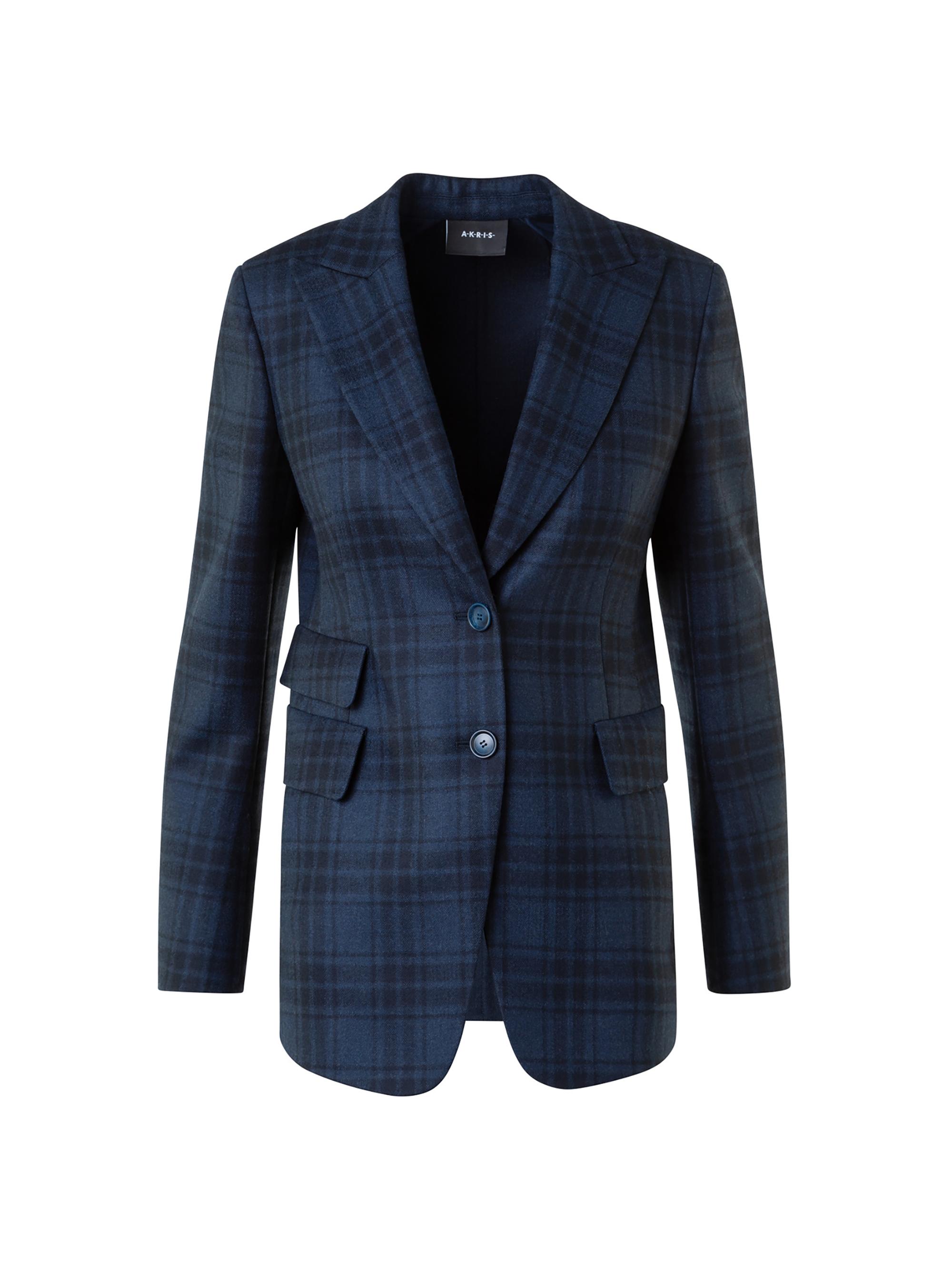 Akris Women's Percival Plaid Wool Blazer - Denim Black