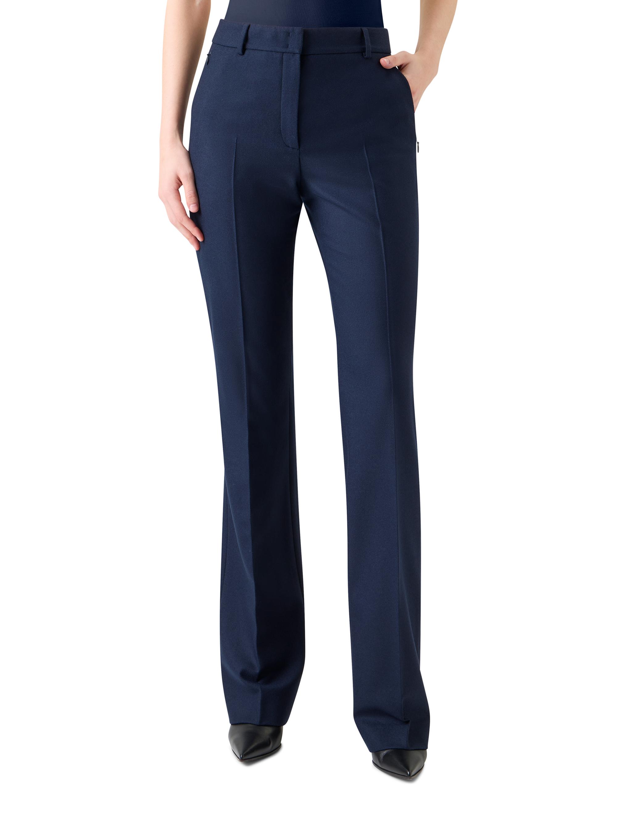 Akris Women's Marilyn Strech Flannel Boot-Cut Pants - Navy | Thumbnail 2