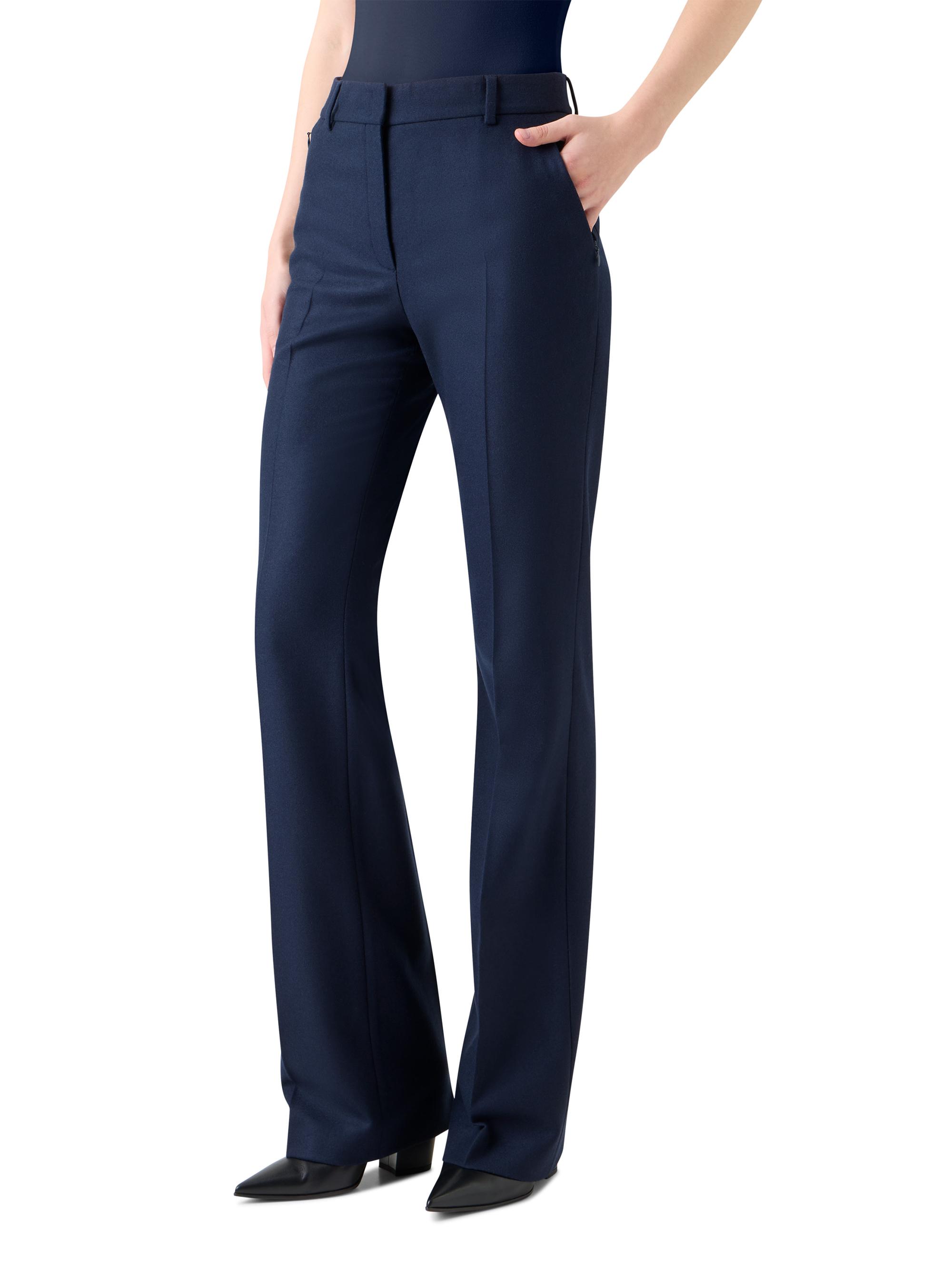 Akris Women's Marilyn Strech Flannel Boot-Cut Pants - Navy | Thumbnail 3