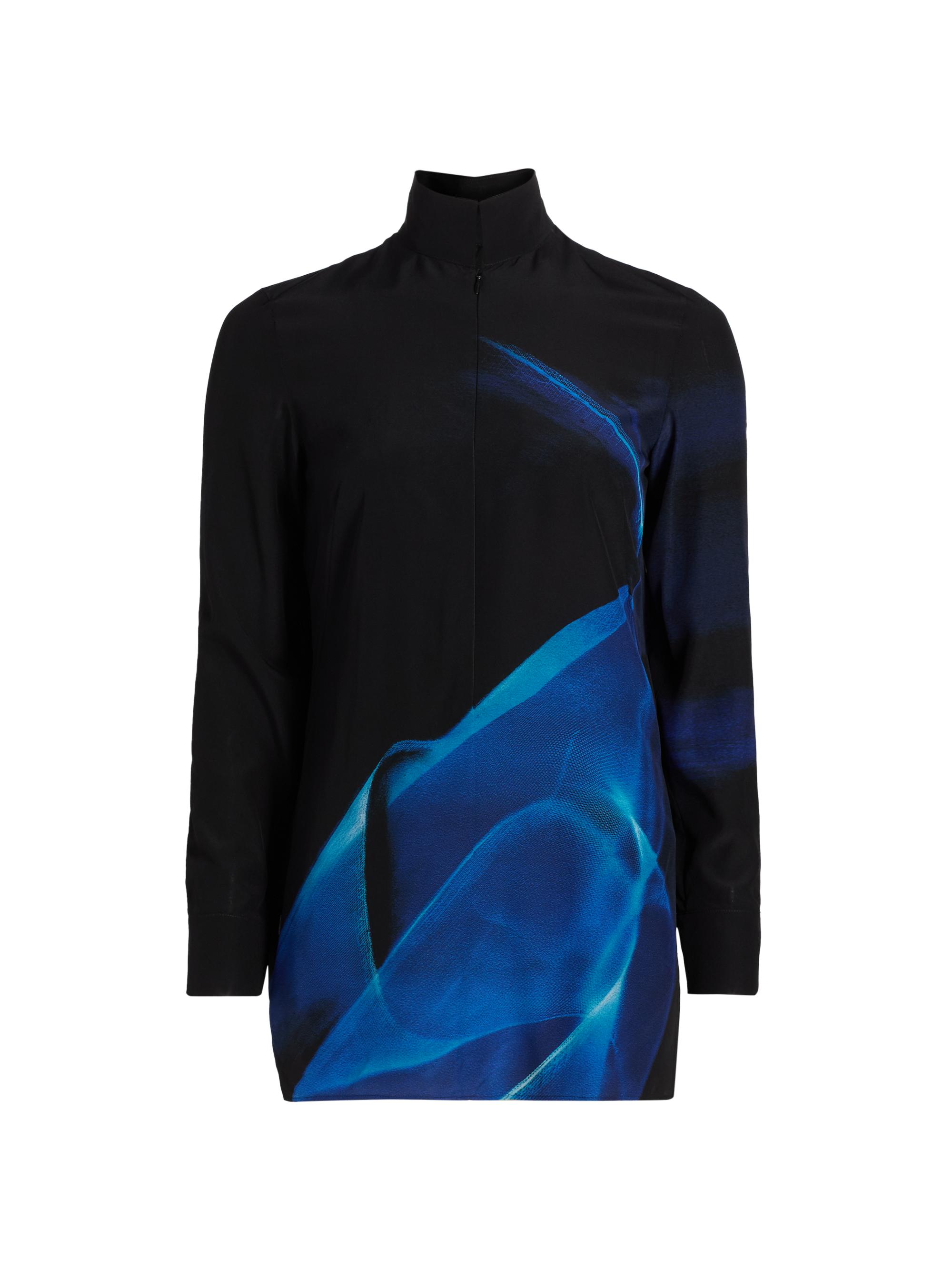 Akris Women's Cyanotype Silk Tunic Blouse - Navy Royal