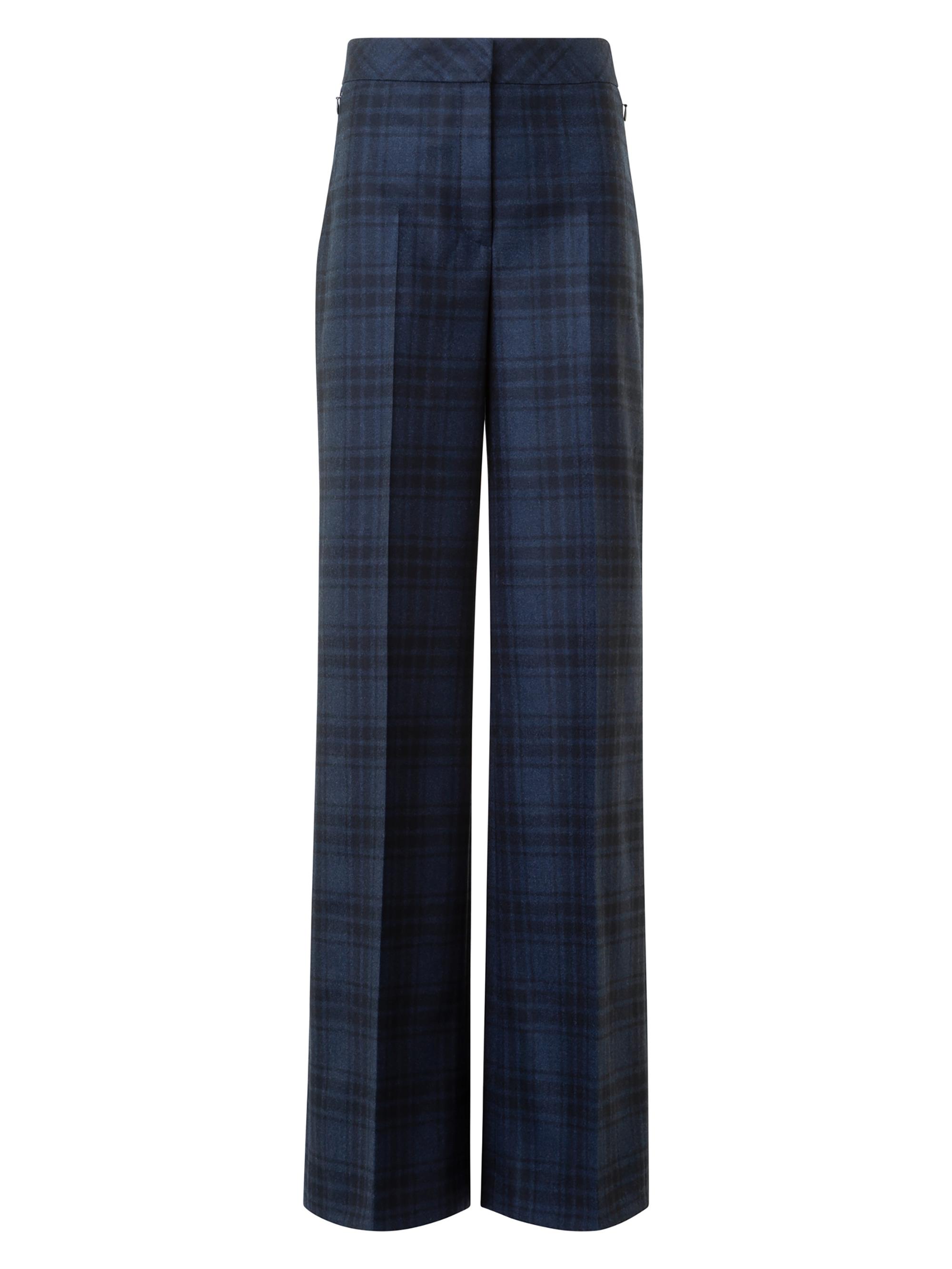 Akris Women's Fior Plaid Flannel Wide-Leg Pants - Denim Black
