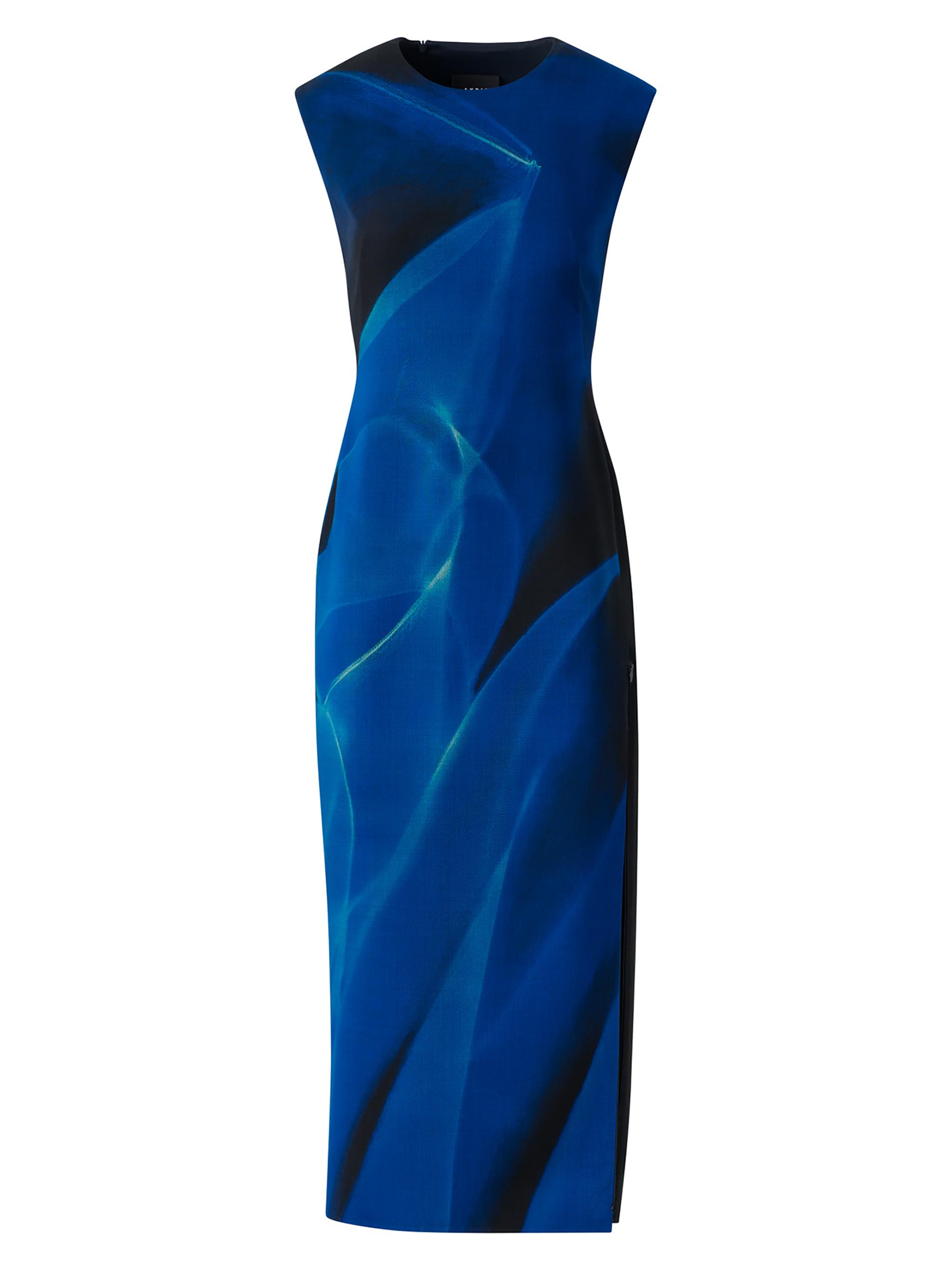 Akris Women's Printed Virgin-Wool Midi-Dress - Navy Royal