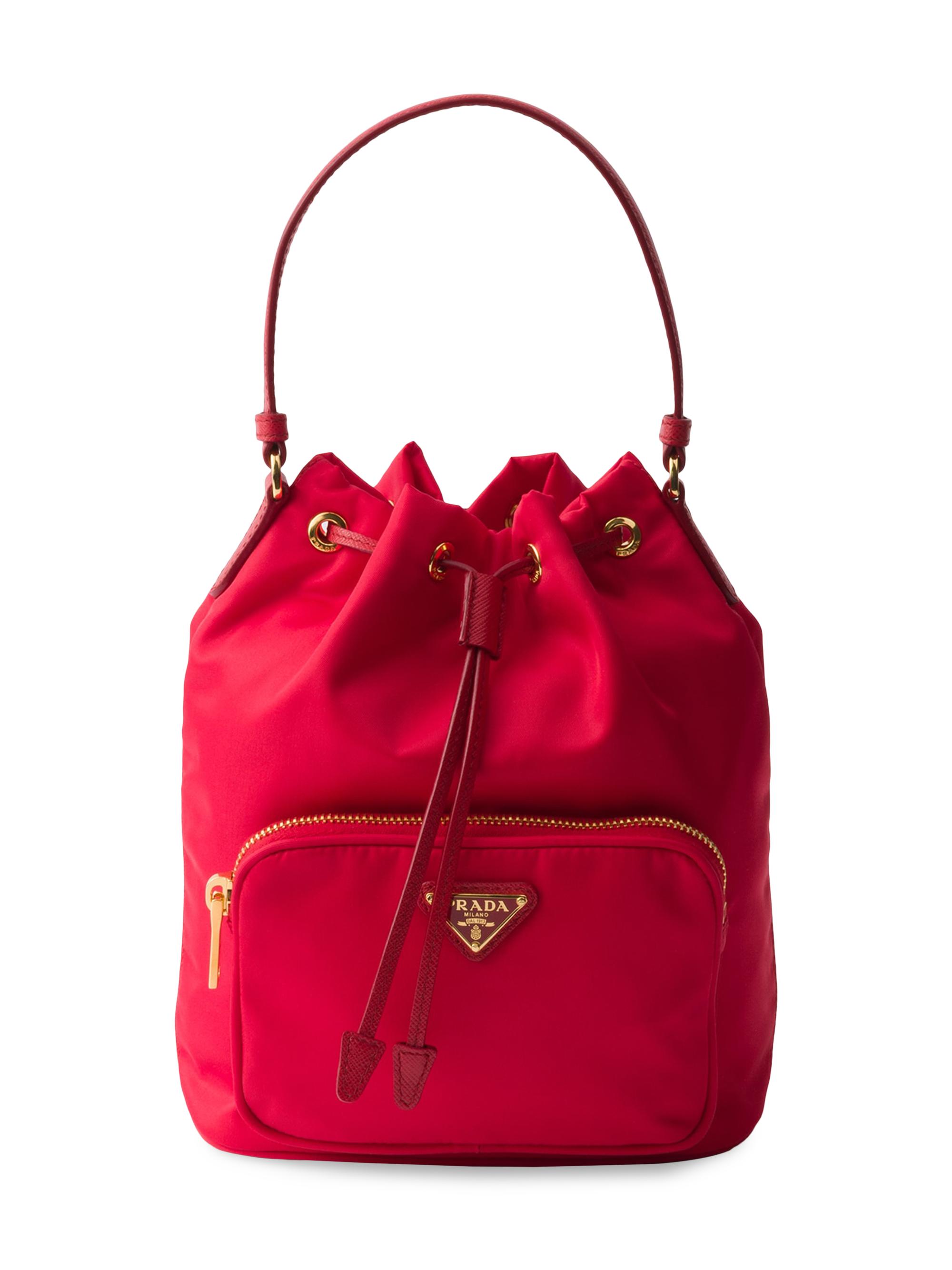 Prada Women's Duet Re-Nylon Bucket Bag - Red