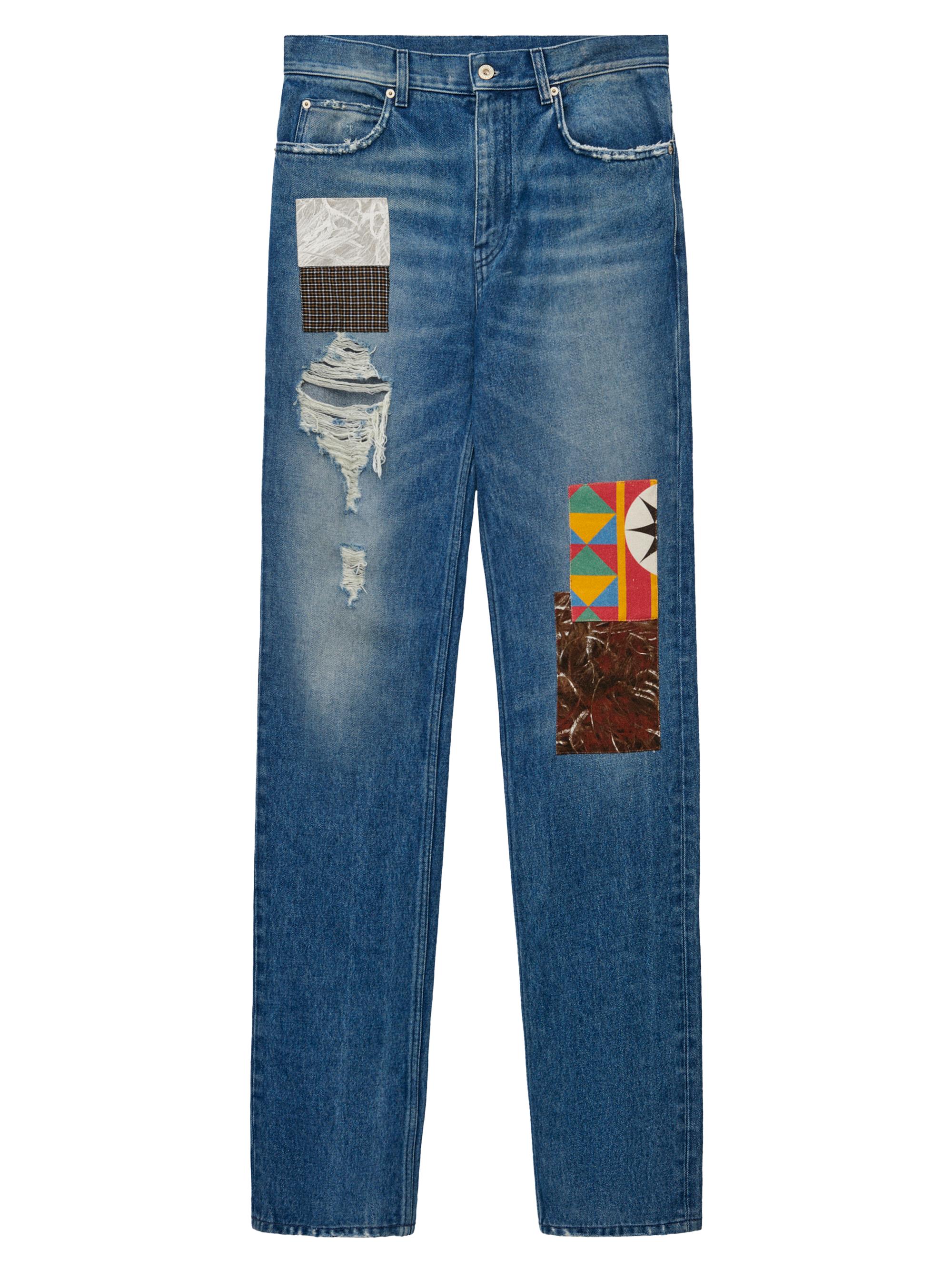 LOEWE Men's  x Paula's Ibiza Patchwork Straight-Leg Jeans - Medium Blue
