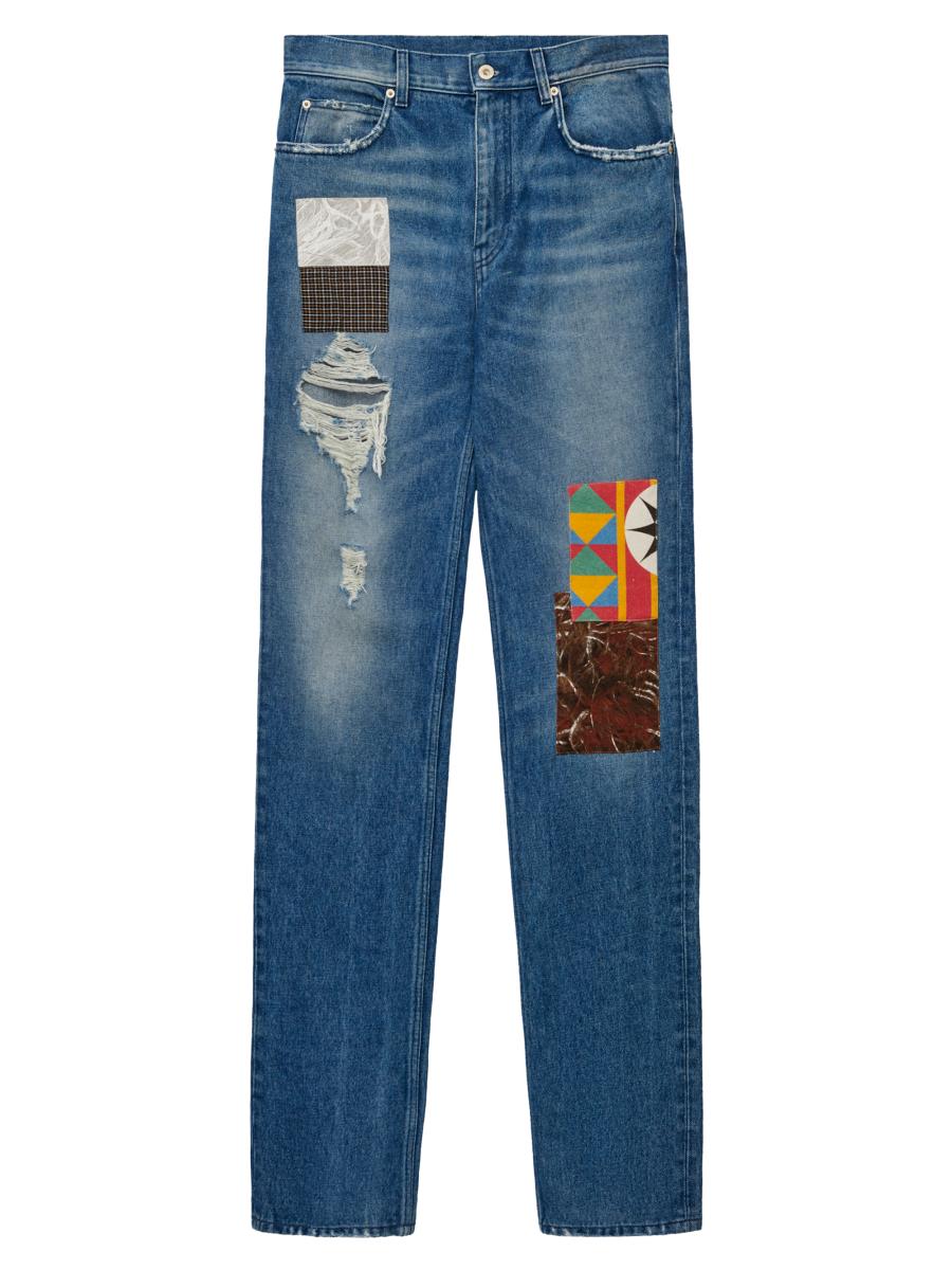 Loewe Men's  X Paula's Ibiza Patchwork Straight-leg Jeans In Blue