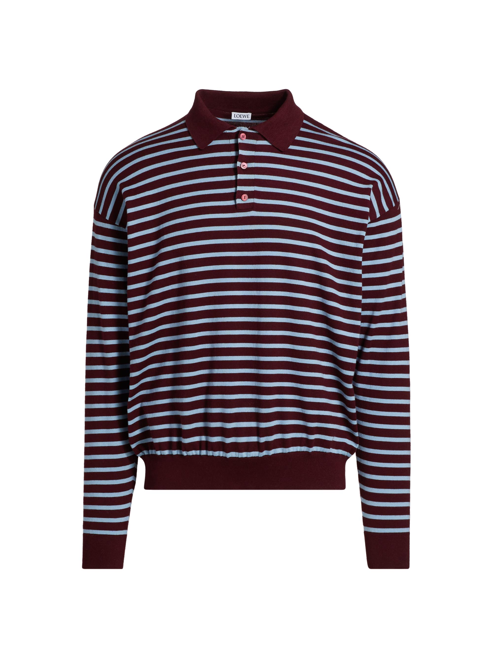 LOEWE Men's  x Paula's Ibiza Long-Sleeve Polo Sweater - Burgundy Light Blue