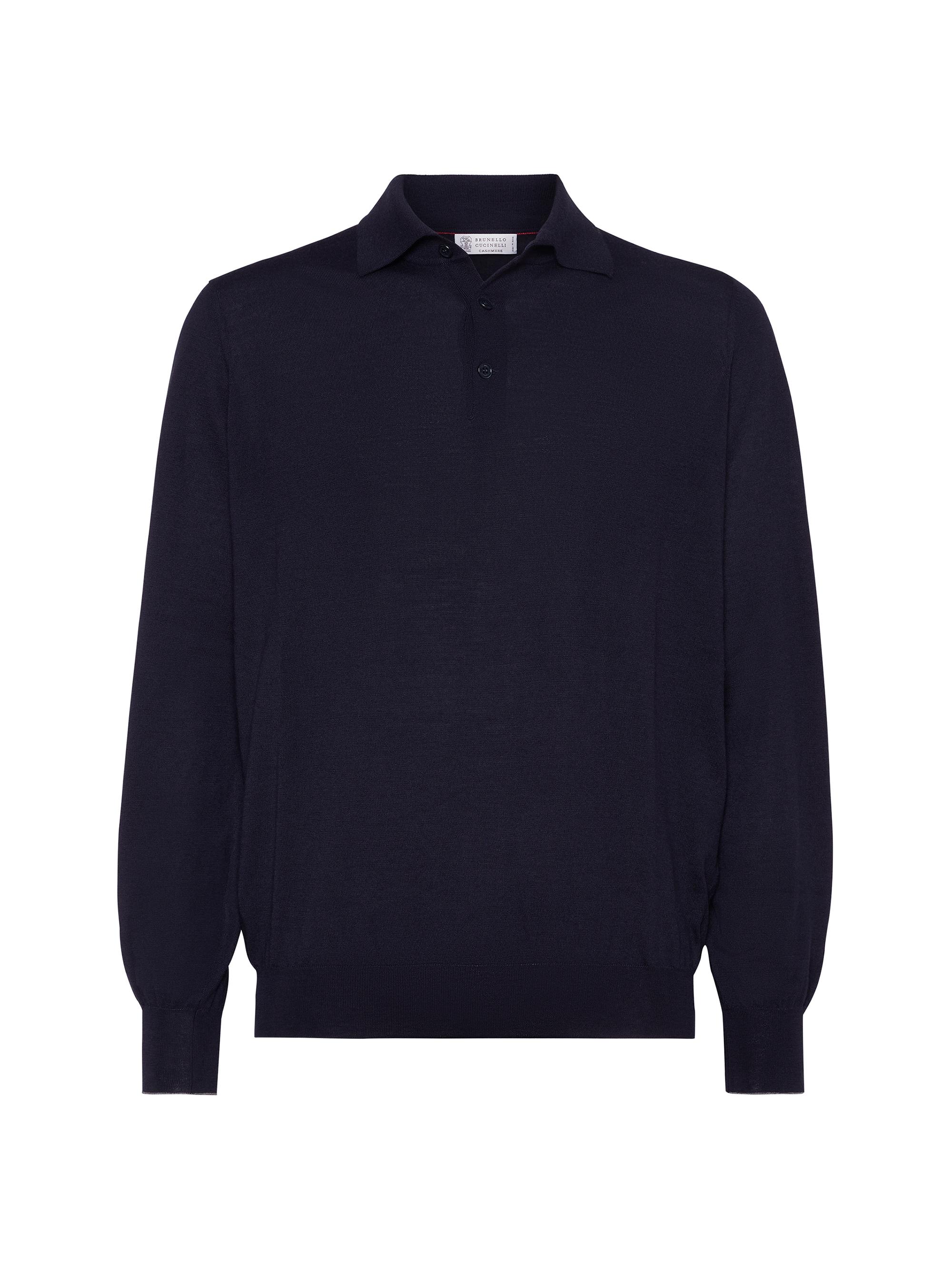 Brunello Cucinelli Men's Lightweight Knit Polo Shirt - Navy Blue