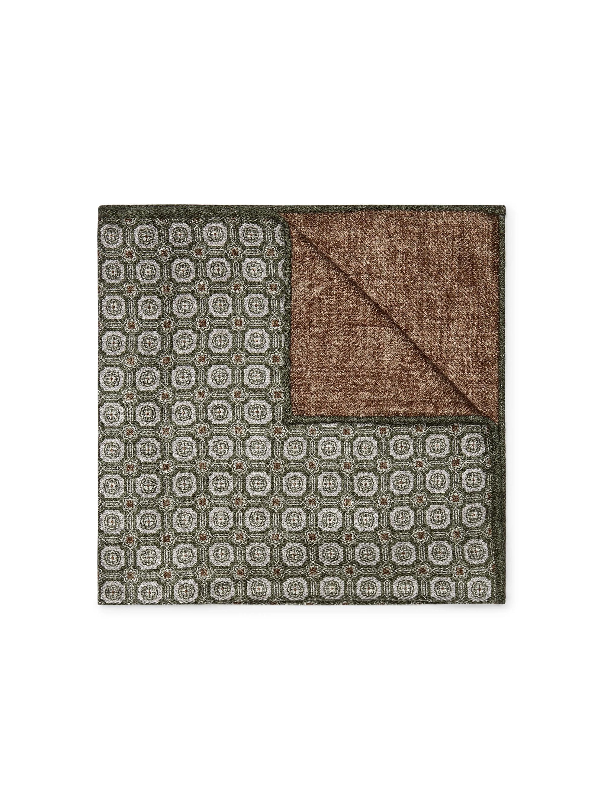 Brunello Cucinelli Men's Silk Pocket Square with Pattern - Fog