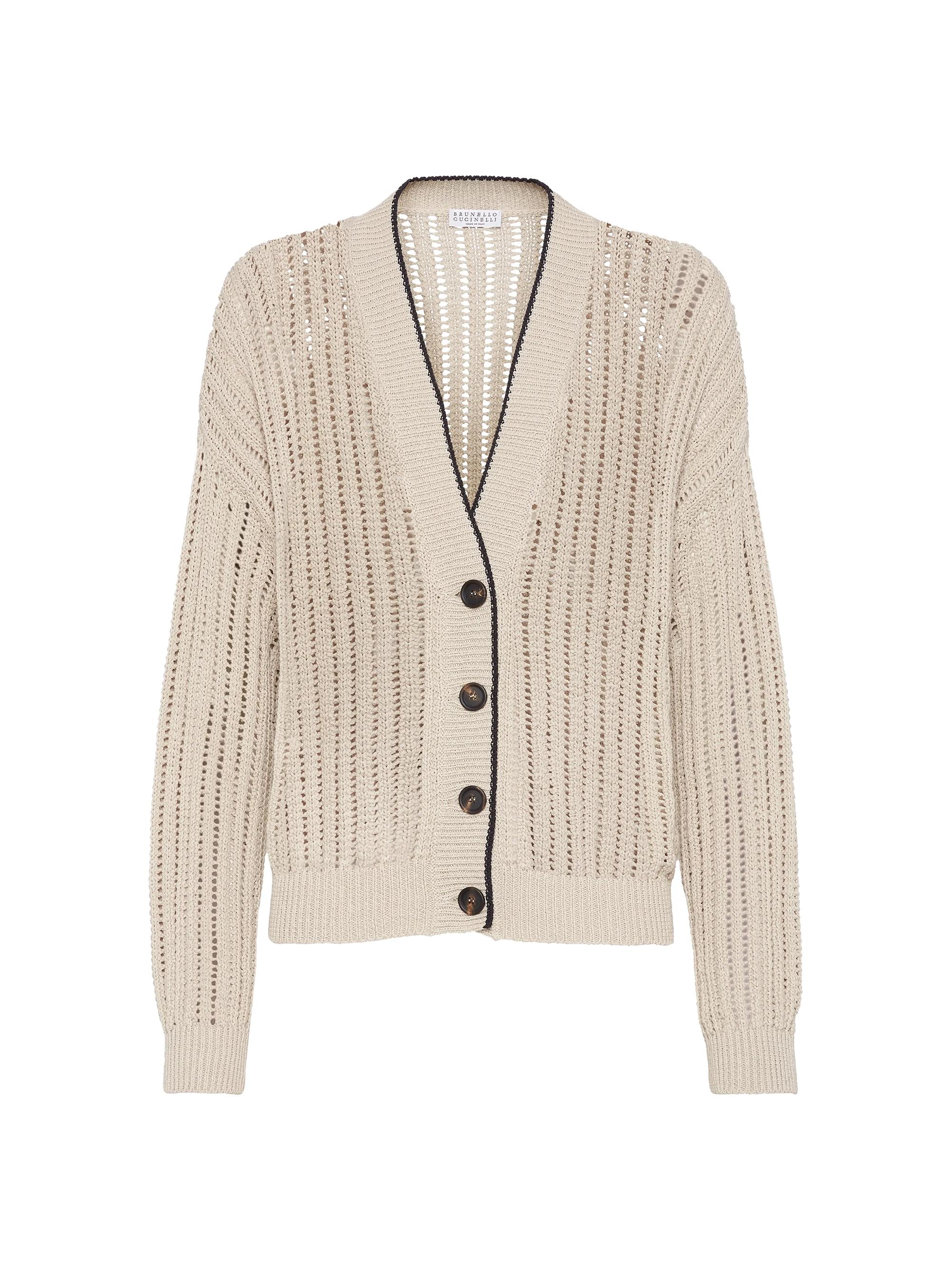 Brunello Cucinelli Women's Cotton Openwork Rib Cardigan - Beige