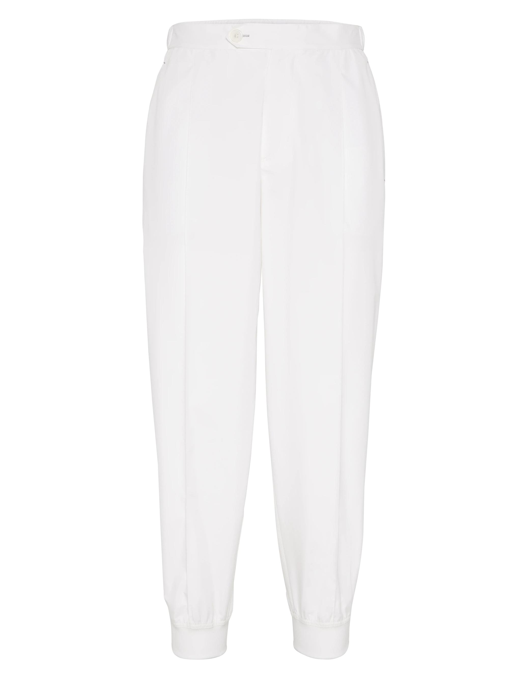 Brunello Cucinelli Men's Nylon Trousers with Tabbed Waistband - White