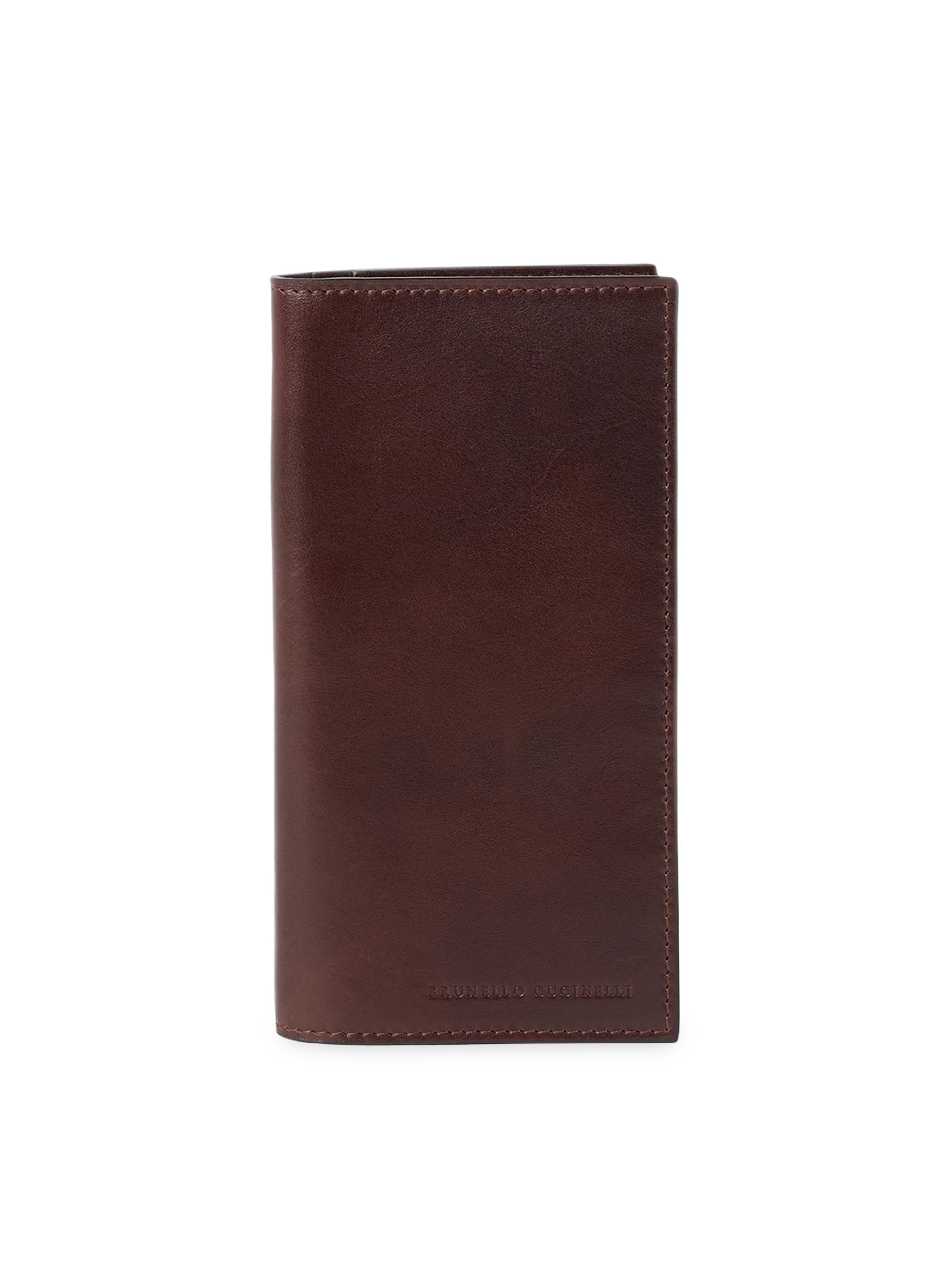 Brunello Cucinelli Men's Calfskin Maxi Card Case - Burgundy