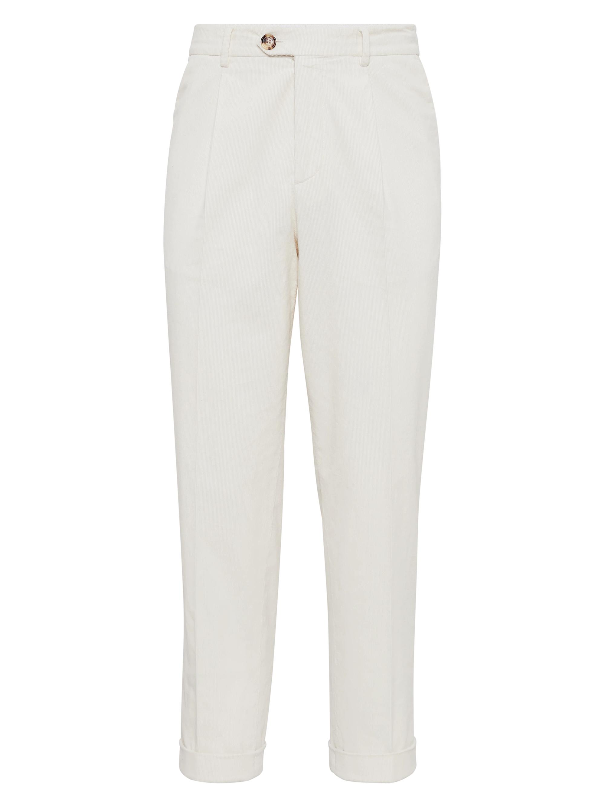 Brunello Cucinelli Men's Garment Dyed Leisure Fit Trousers - Off White