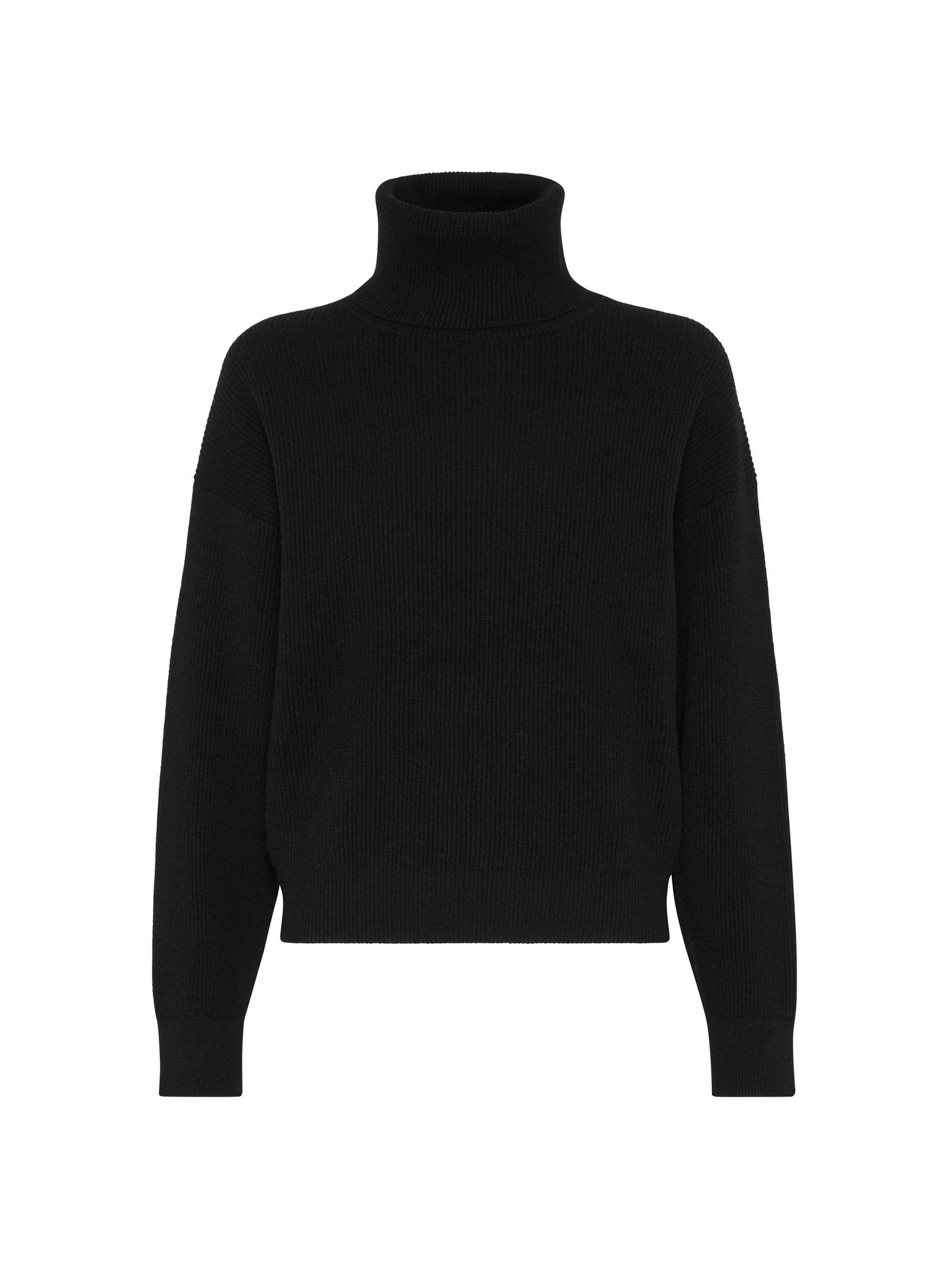 Brunello Cucinelli Women's Virgin Wool, Cashmere and Silk English Rib Turtleneck Sweater - Black