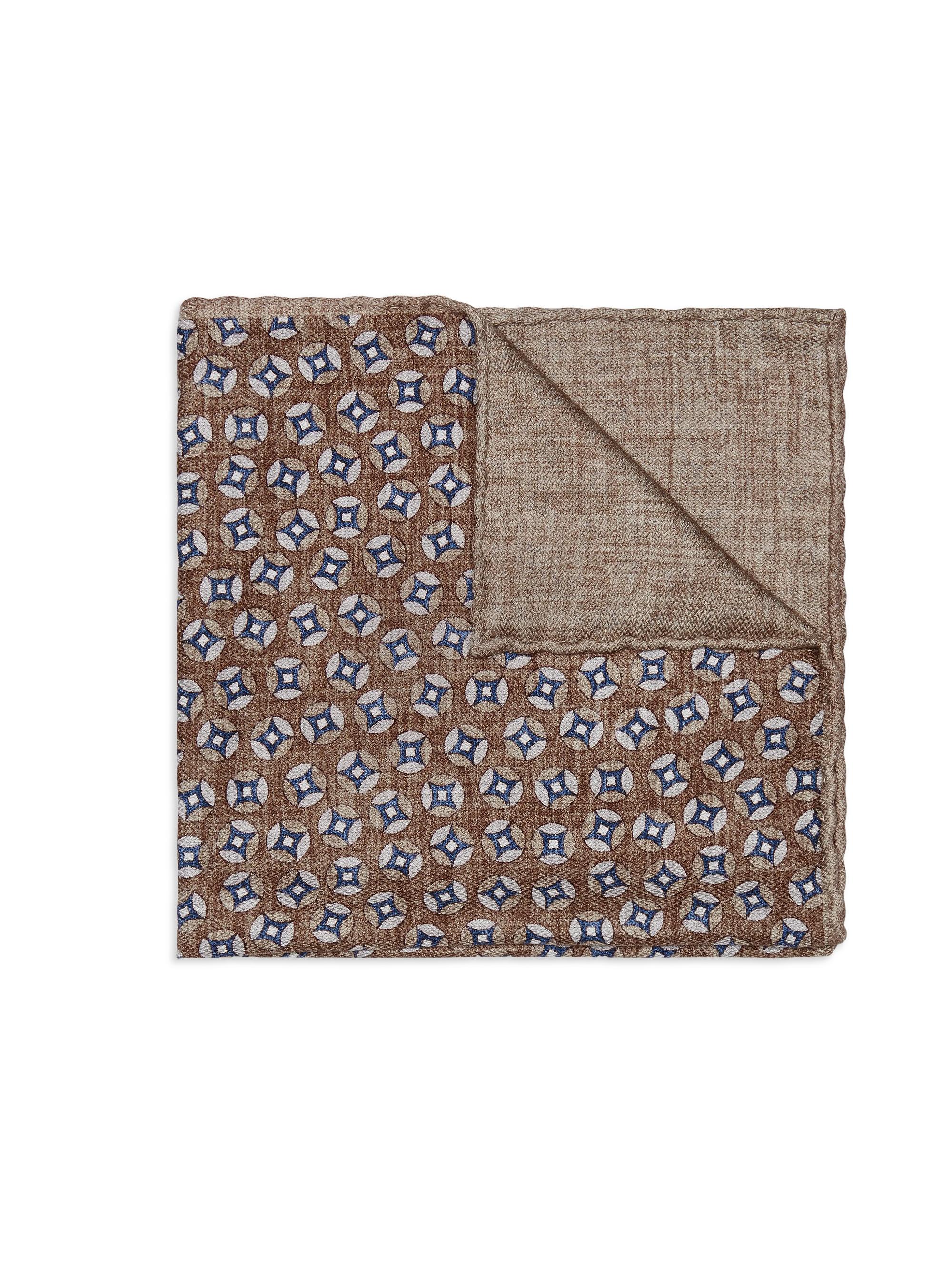 Brunello Cucinelli Men's Silk Pocket Square with Pattern - Dove Grey