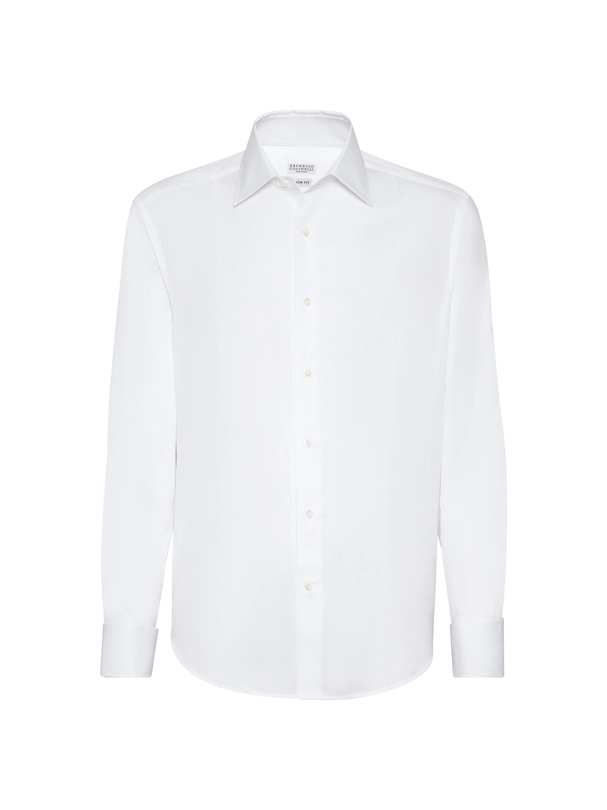 Brunello Cucinelli Men's Sea Island Cotton Twill Slim Fit Tuxedo Shirt - White
