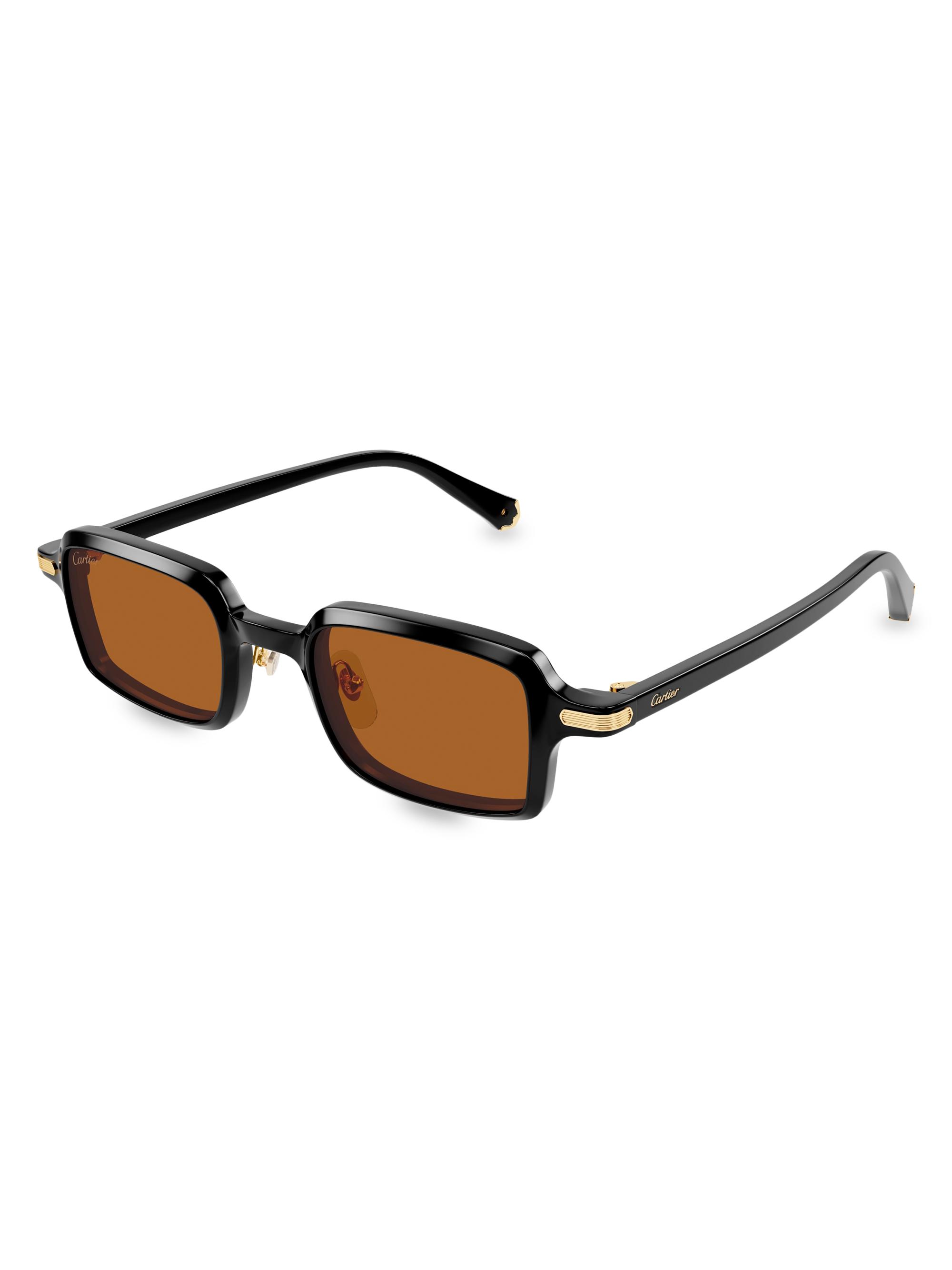 Cartier Godron De Cartier 49MM Rectangular Sunglasses | Saks Fifth