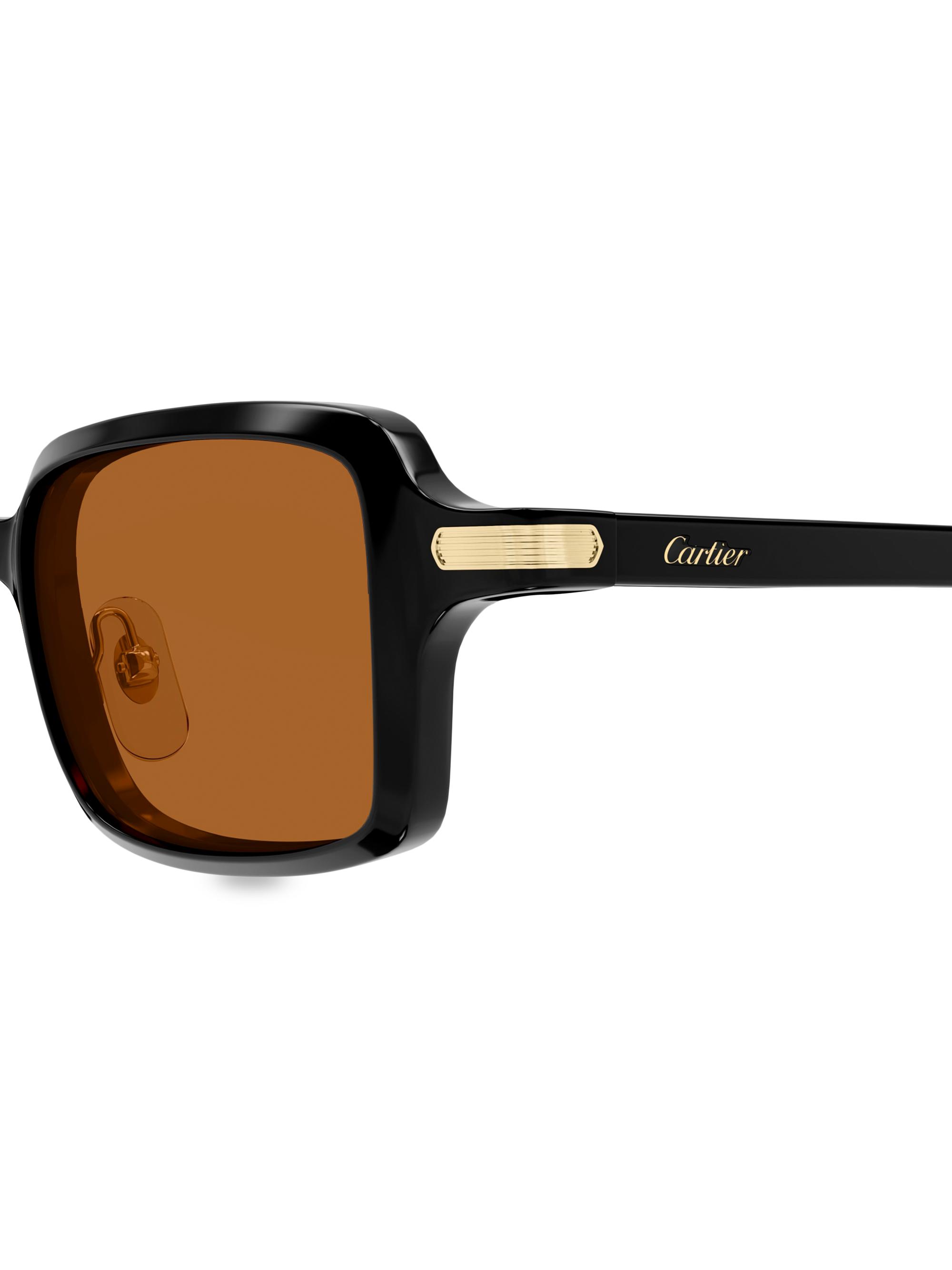Cartier Godron De Cartier 49MM Rectangular Sunglasses | Saks Fifth