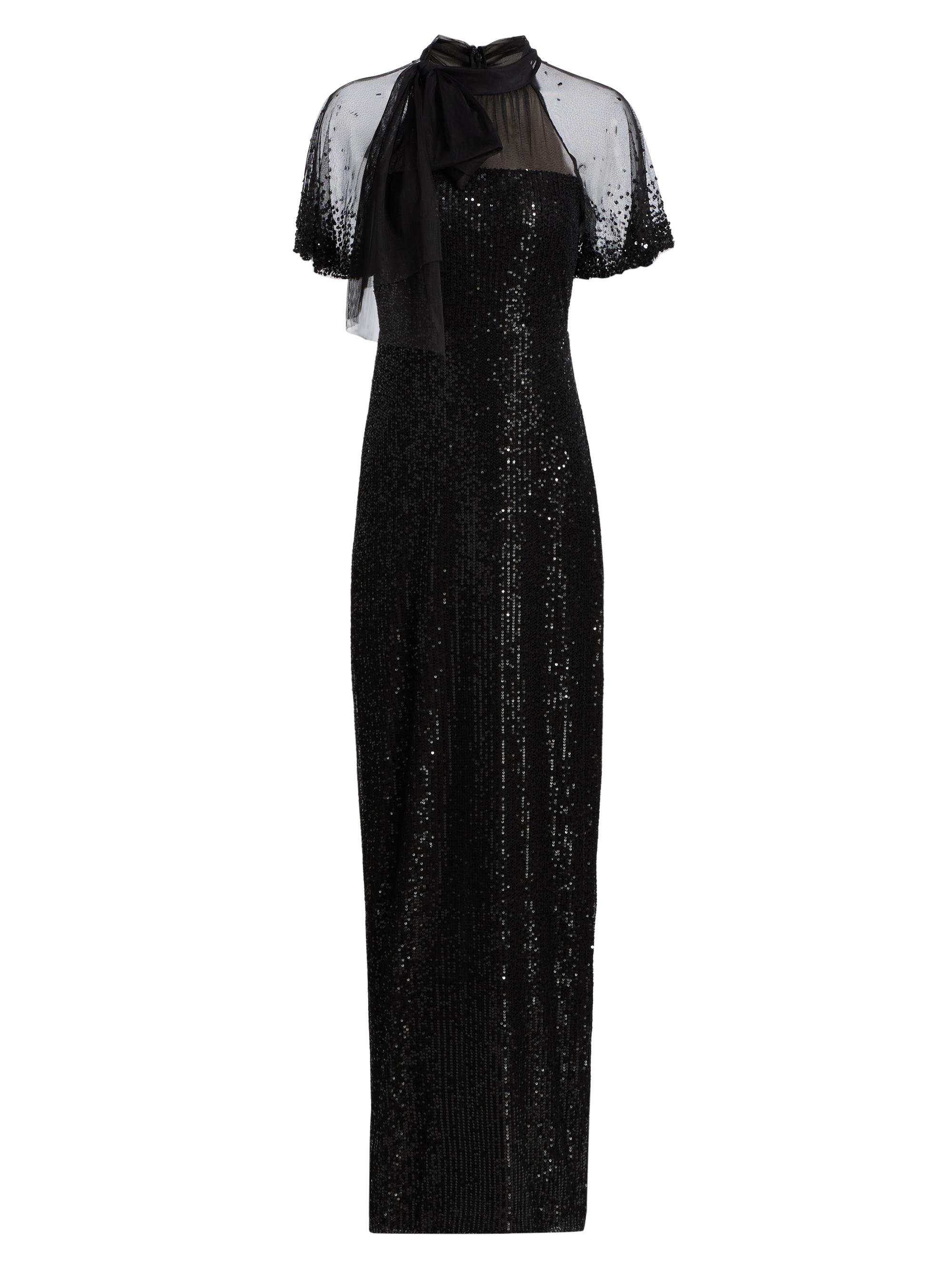 Theia Women's Violette Tieneck Sequined Gown - Black