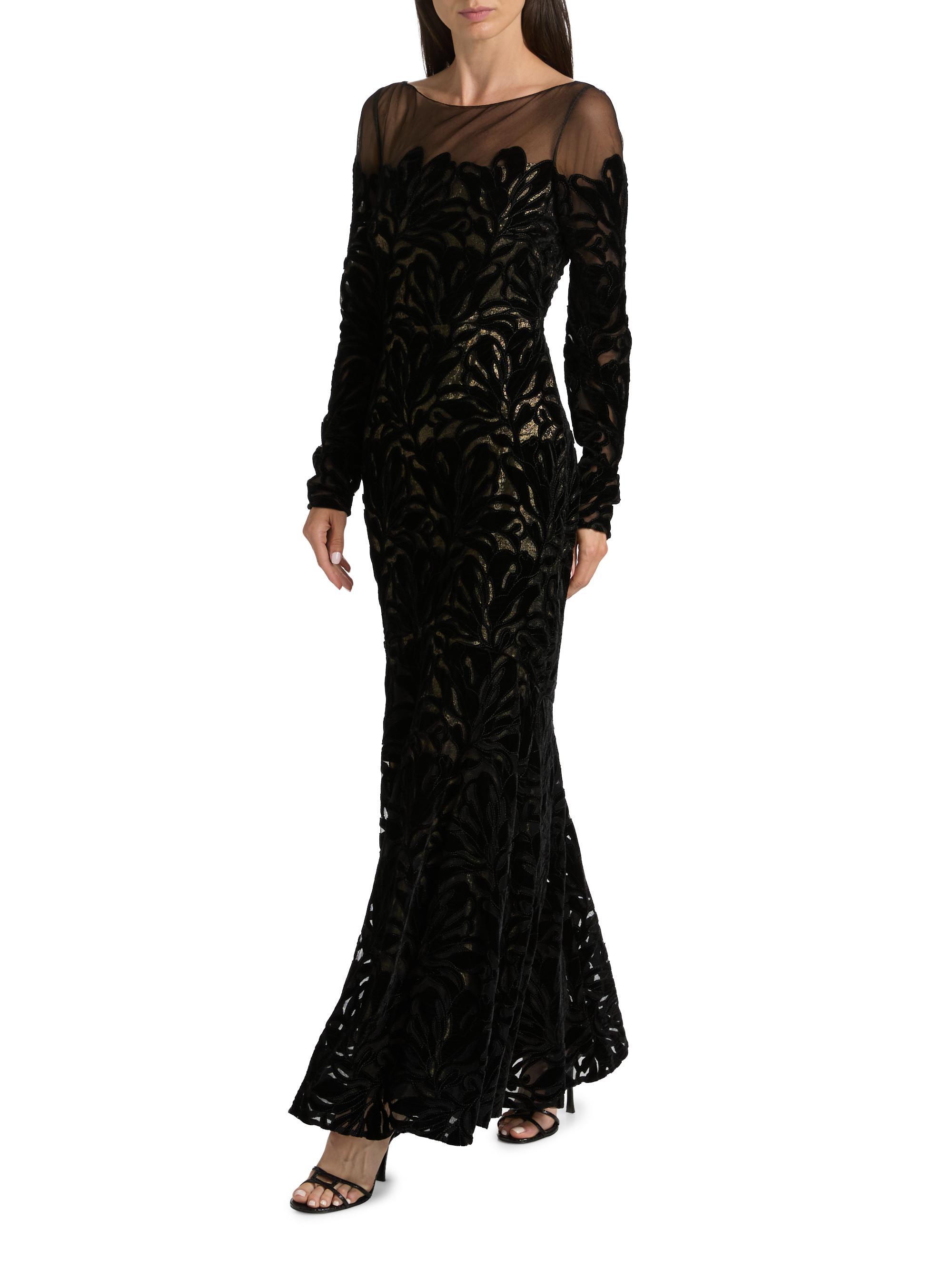 Theia Velvet Lace Fit & Flare Gown | Saks Fifth Avenue