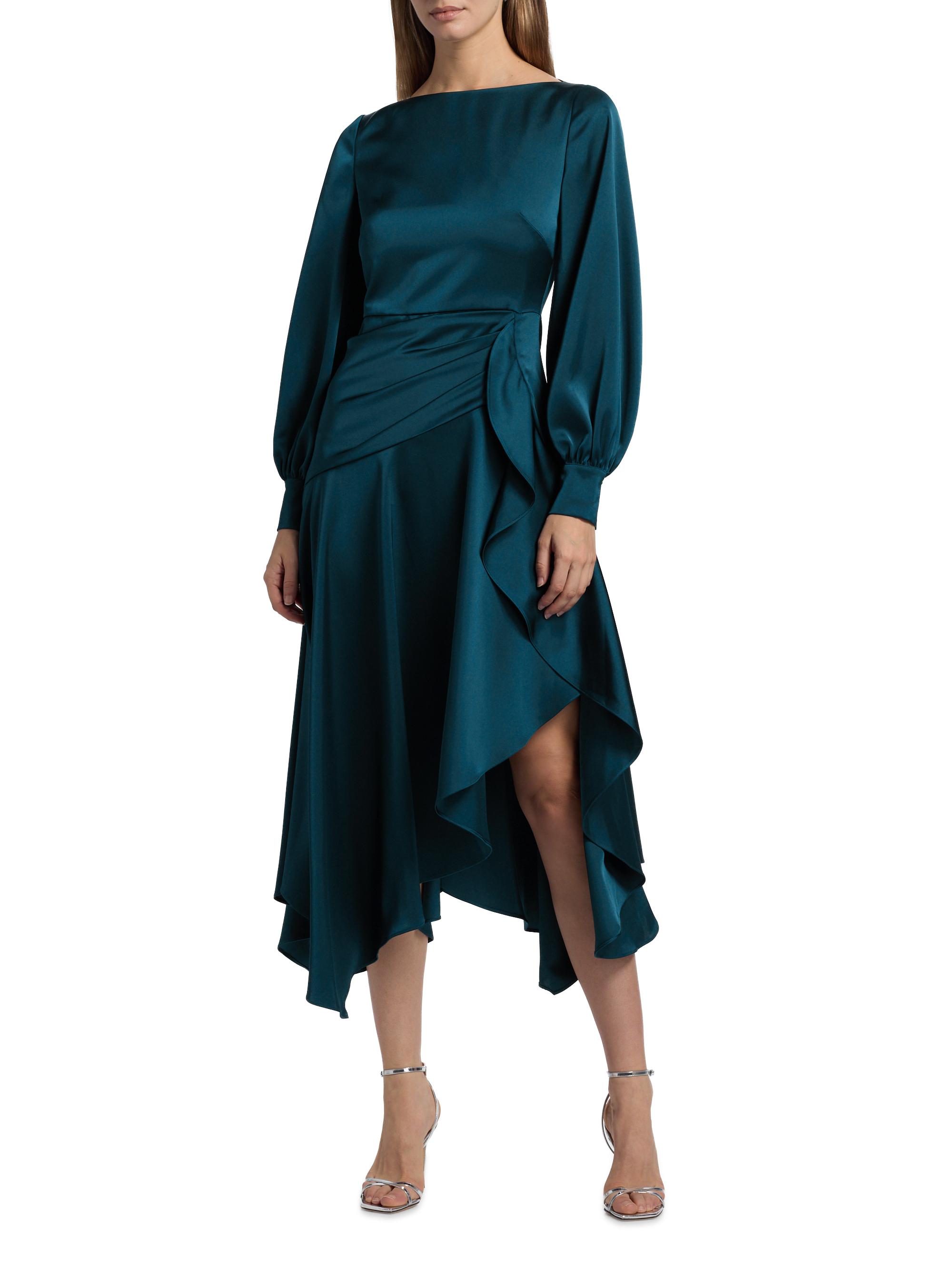 Theia Florence Asymmetric Handkerchief Midi-Dress | Saks Fifth Avenue