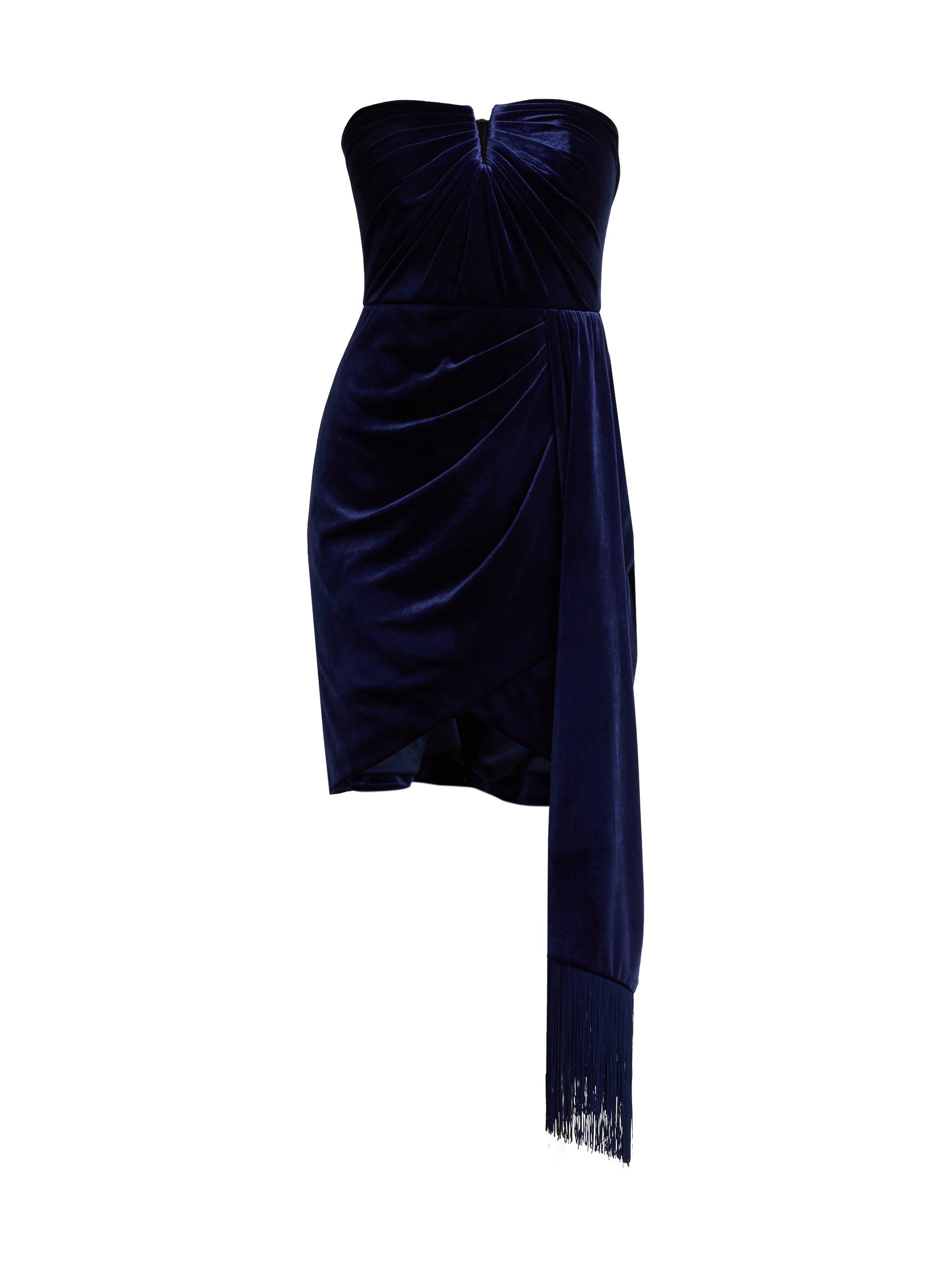 Theia Women's Ursula Velvet Strapless Cocktail Dress - French Navy