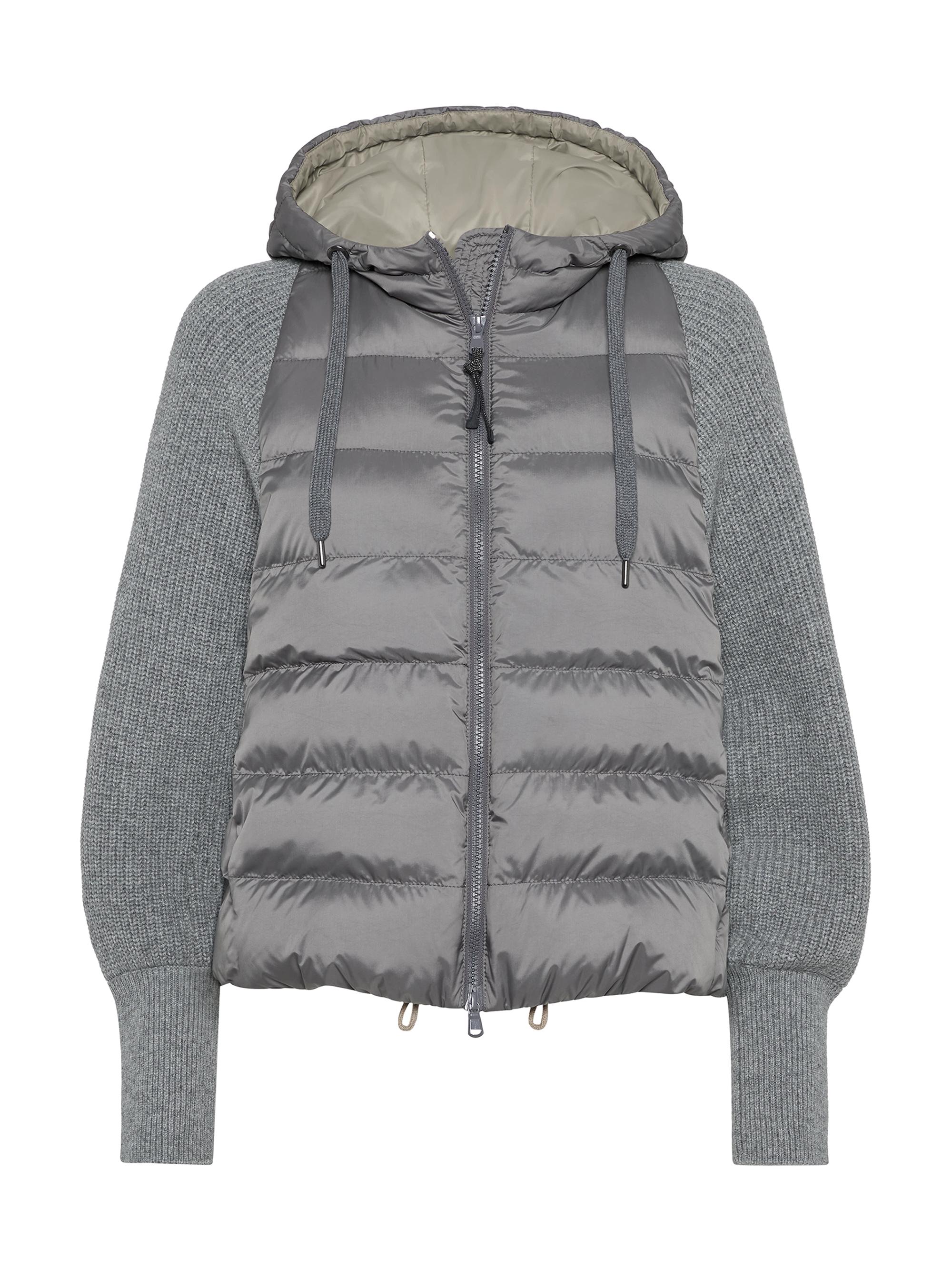 Brunello Cucinelli Women's Water Resistant Matte Nylon Hooded Down Jacket - Grey