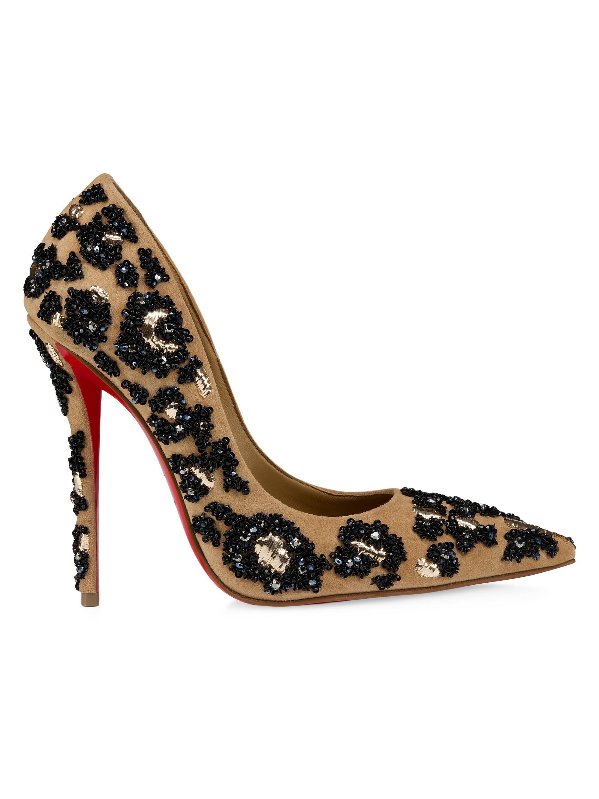 Christian Louboutin Miss Z Ocelot 100MM Satin Pumps | Saks Fifth